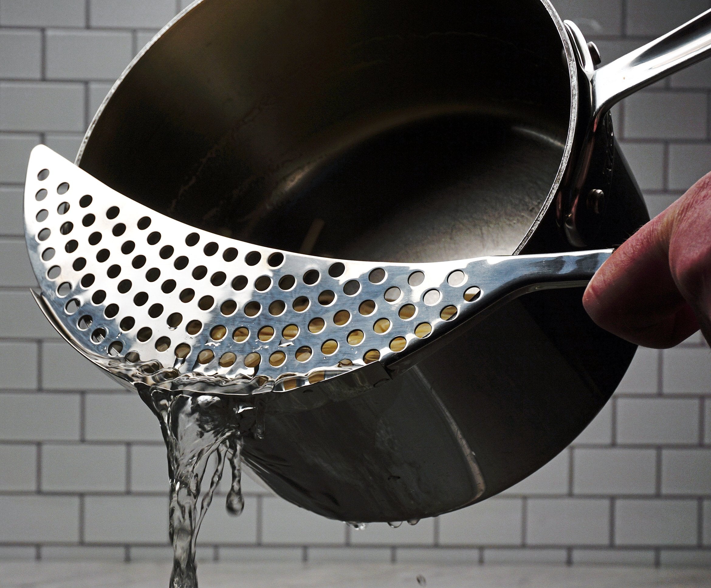 Rsvp International Endurance Collection Pierced Crescent Pot Strainer, 14X75X2X75, 18/8 Stainless Steel
