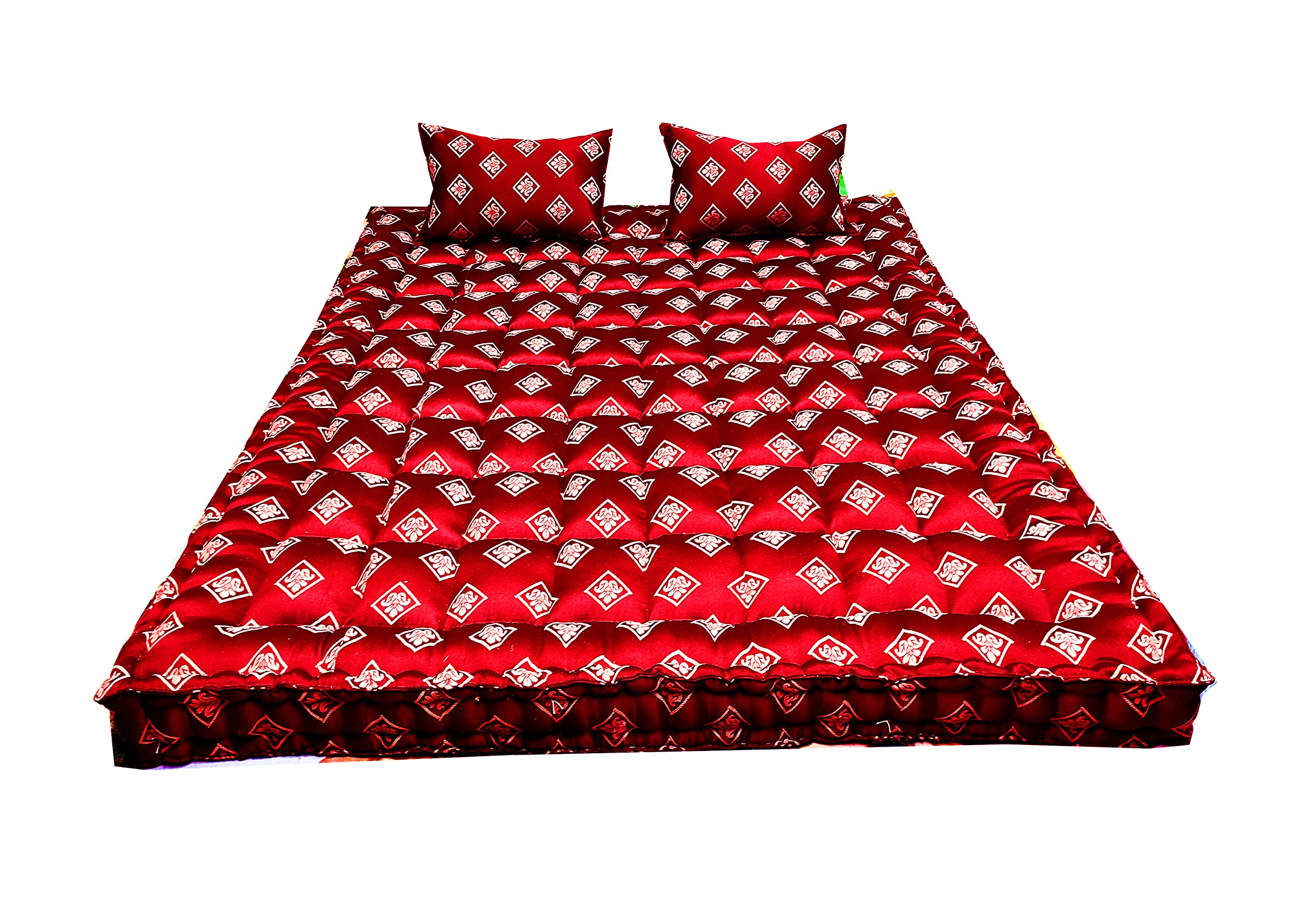 Flamo Organic Kapok Silk Cotton Ilavam Panju Double Cot Bed Mattress (6.25 x 4 ft / 75 x 48 x 6 Inch) Multicolor.