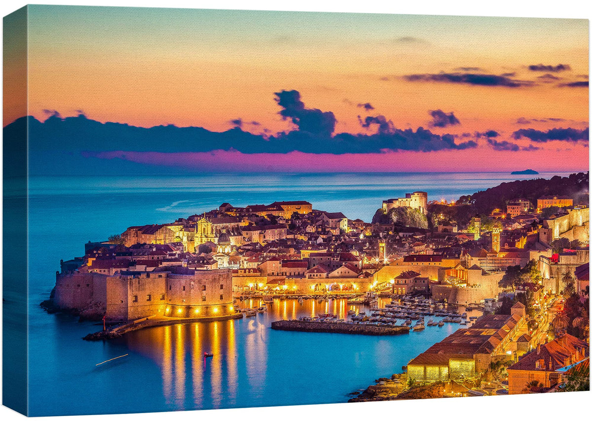 Wall26 Canvas Print Wall Art Vibrant Pastel Sunset Ocean Greek Island Nature Wilderness Photography Realism Rustic Scenic Landsc