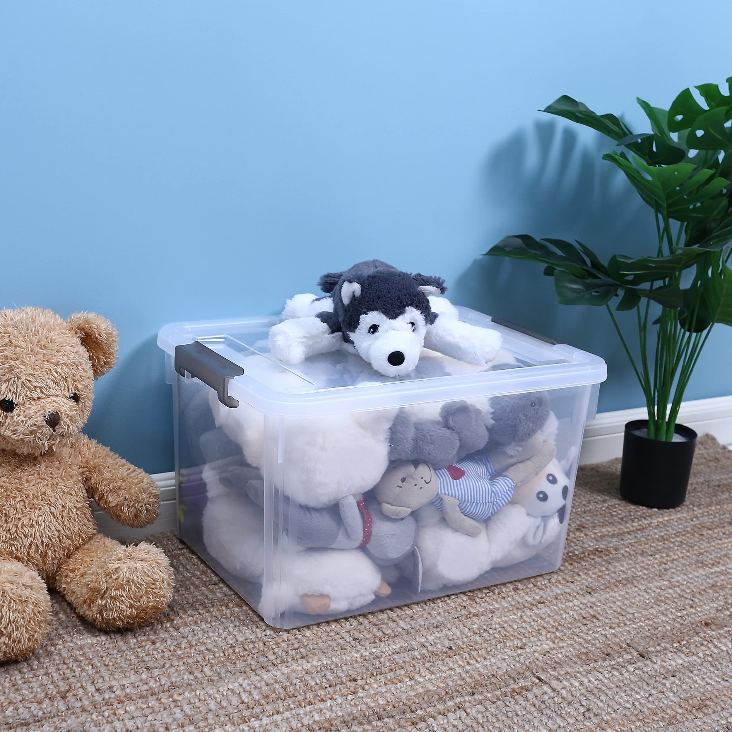Citylife 32 Qt Plastic Storage Bins With Latching Lids Stackable Storage Containers For Organizing Large Clear Storage Box For G