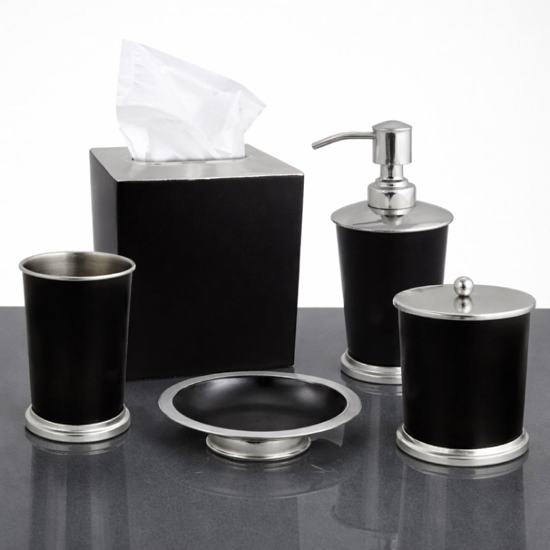 Bathroom Accessory Set – Maebrie Collection | Modern Dark Brown & Silver Décor