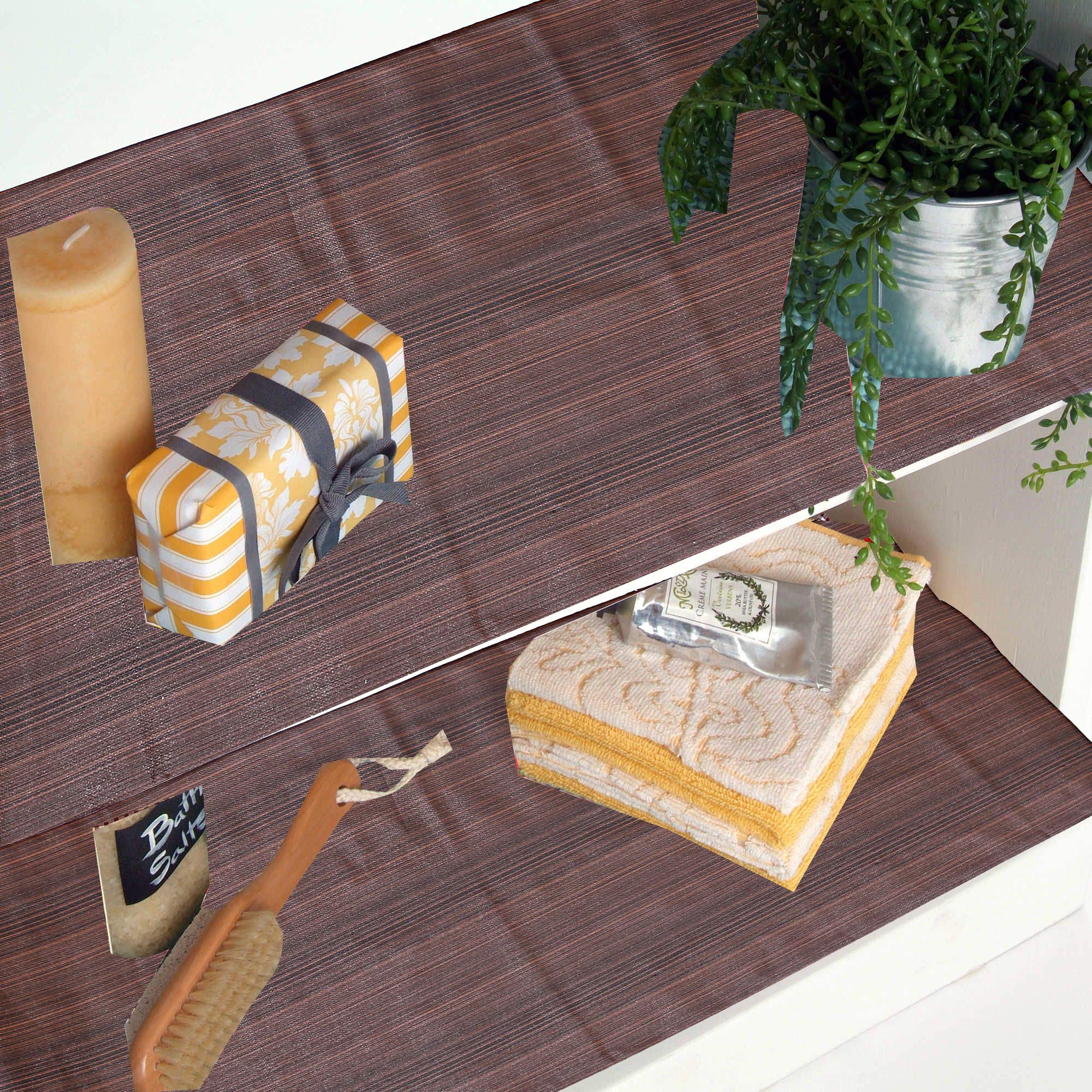 Kuber Industries Wooden Design Pvc Wardrobe Kitchen Drawer Shelf Mat,10 Mtr (Dark Brown) -Ctktc32152