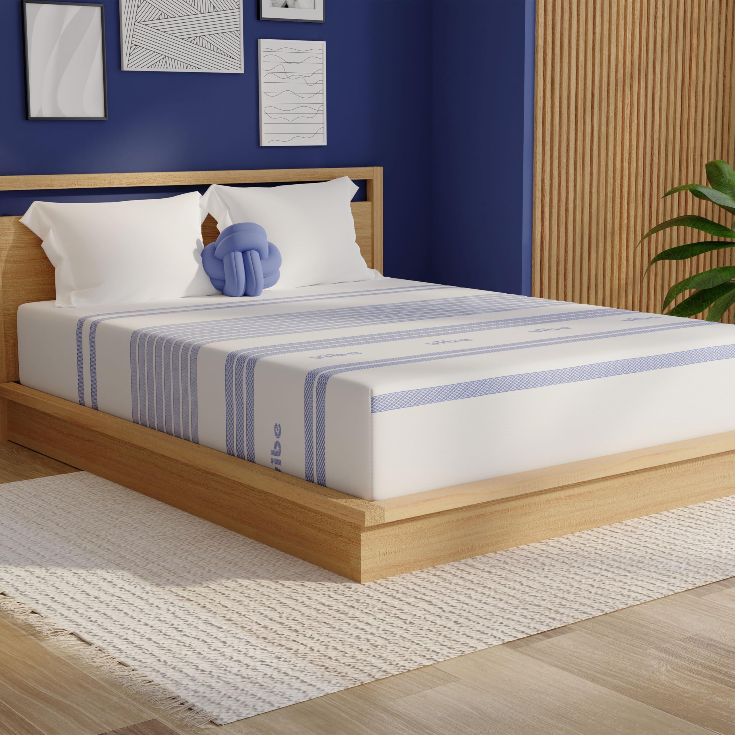 Vibe Gel Memory Foam Mattress, 12-Inch Certipur-Us Certified Bed-In-A-Box, Queen, White