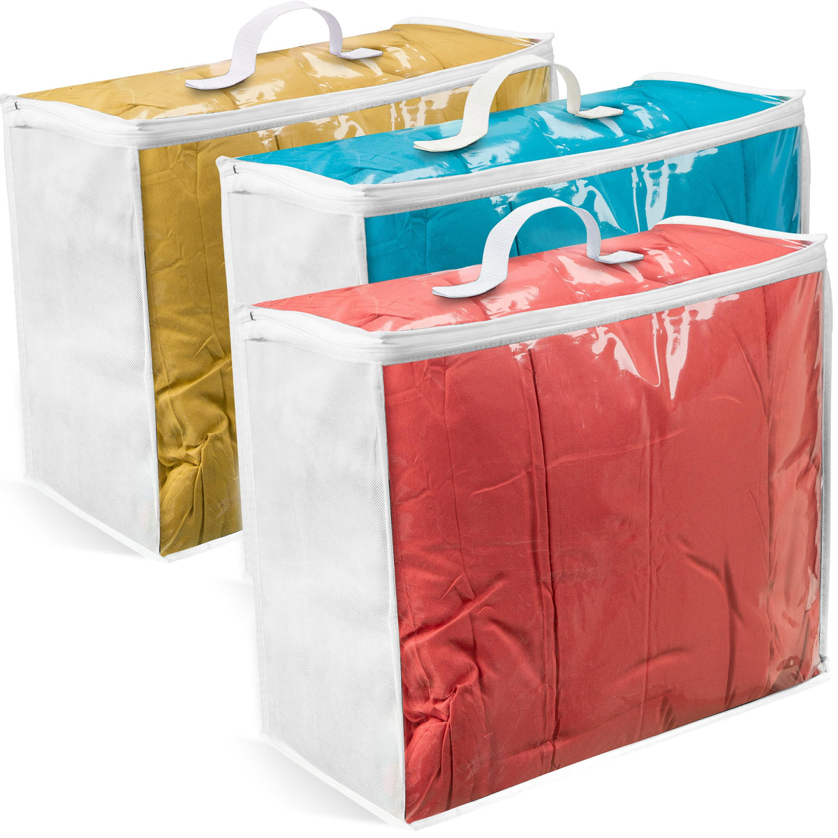 VitalUp Storage Bags 20x20x8 - Durable Zippered Bags for Comforters, Blankets, Clothes, and Bedding - Breathable Nonwoven with C