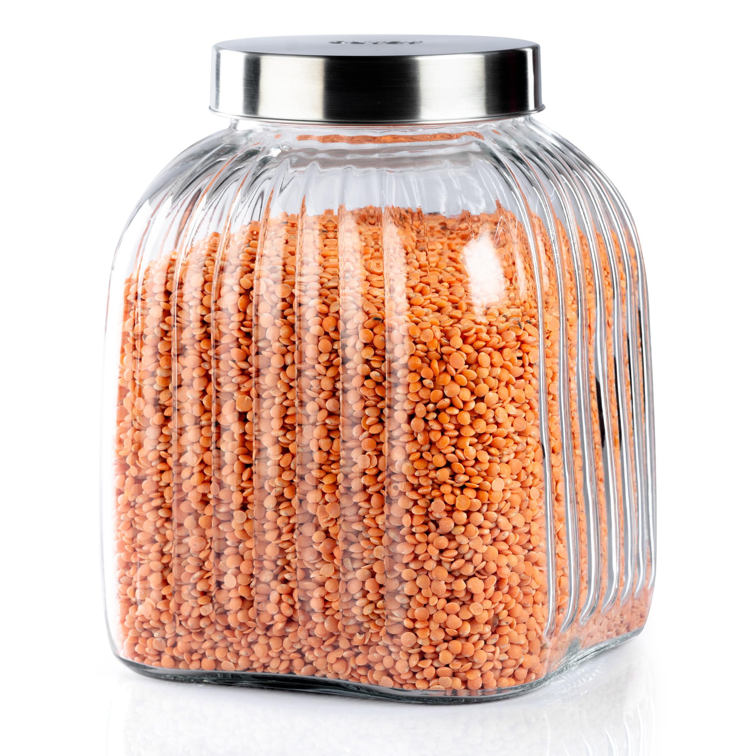 Agaro Elegant Glass Jar 3500 Ml, Steel Lid, Storage Glass Container, Transparent, Kitchen Organiser, Multipurpose Jar