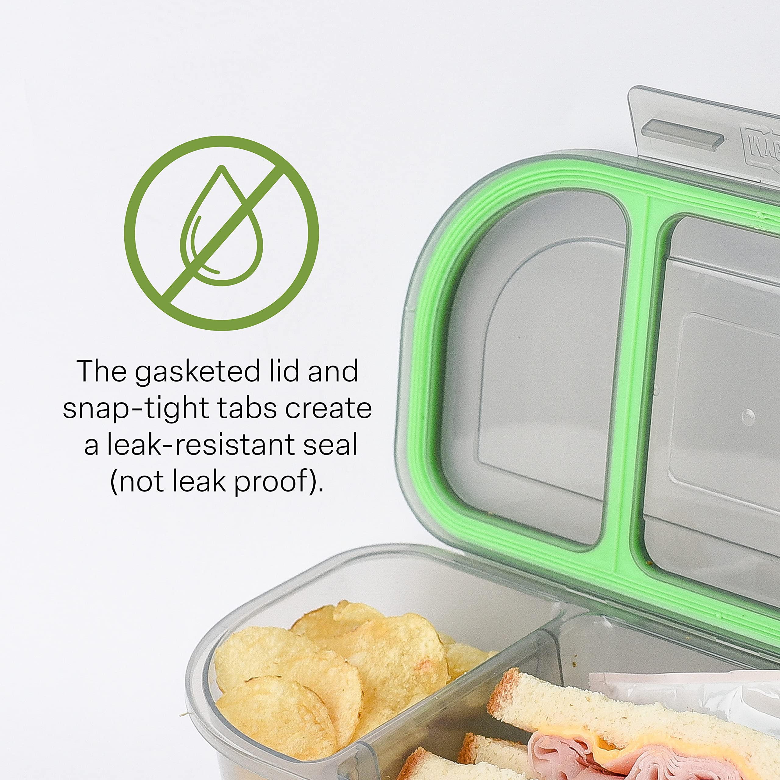 Mygo Container Half-Sized To-Go Divided Compartment Container, 9-1/2'' X 5'' X 2-1/2'', Reusable, Microwave Safe, Nsf Certified,