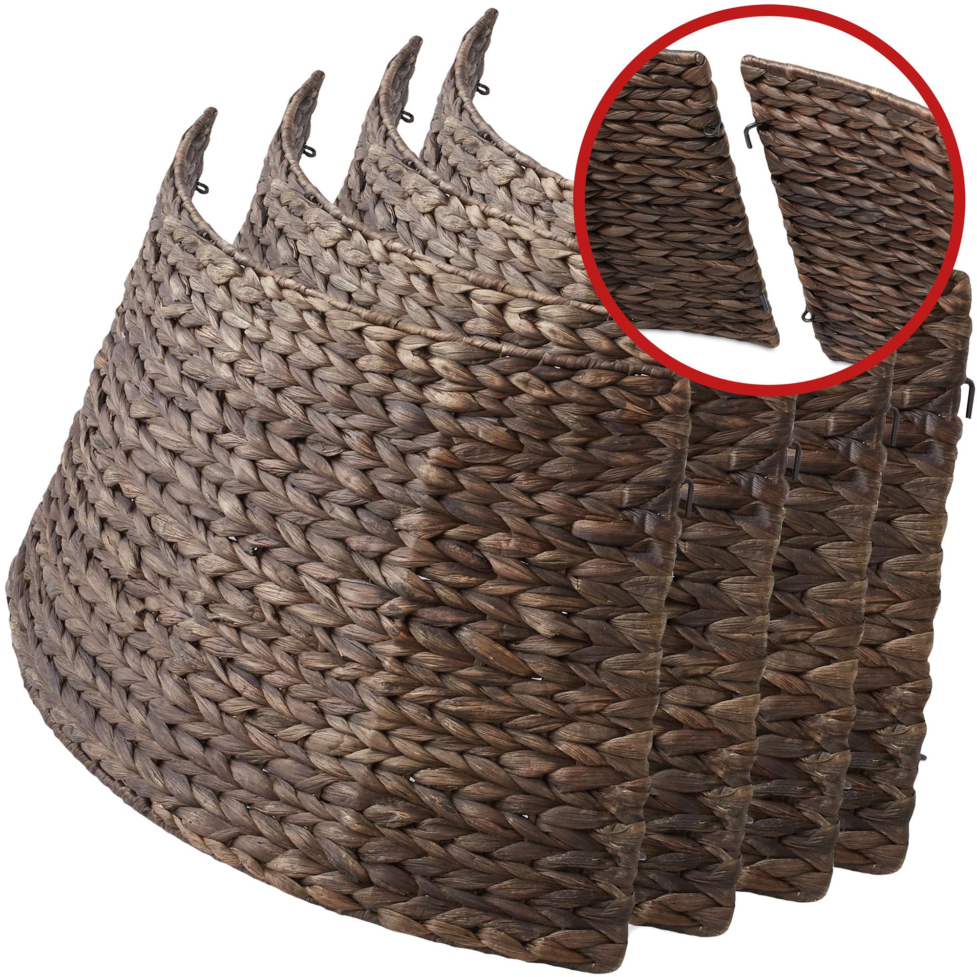 Casafield 42-Inch Christmas Tree Collar, Woven Water Hyacinth Tree Base Cover with Cord Cut Out, Espresso