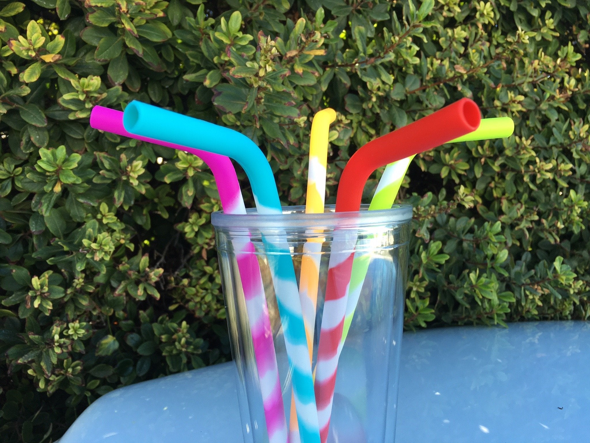 California Straws, Food Grade Silicone Reusable Drinking Straws (5-Pack)- Dishwasher Clean, Safe For Kids