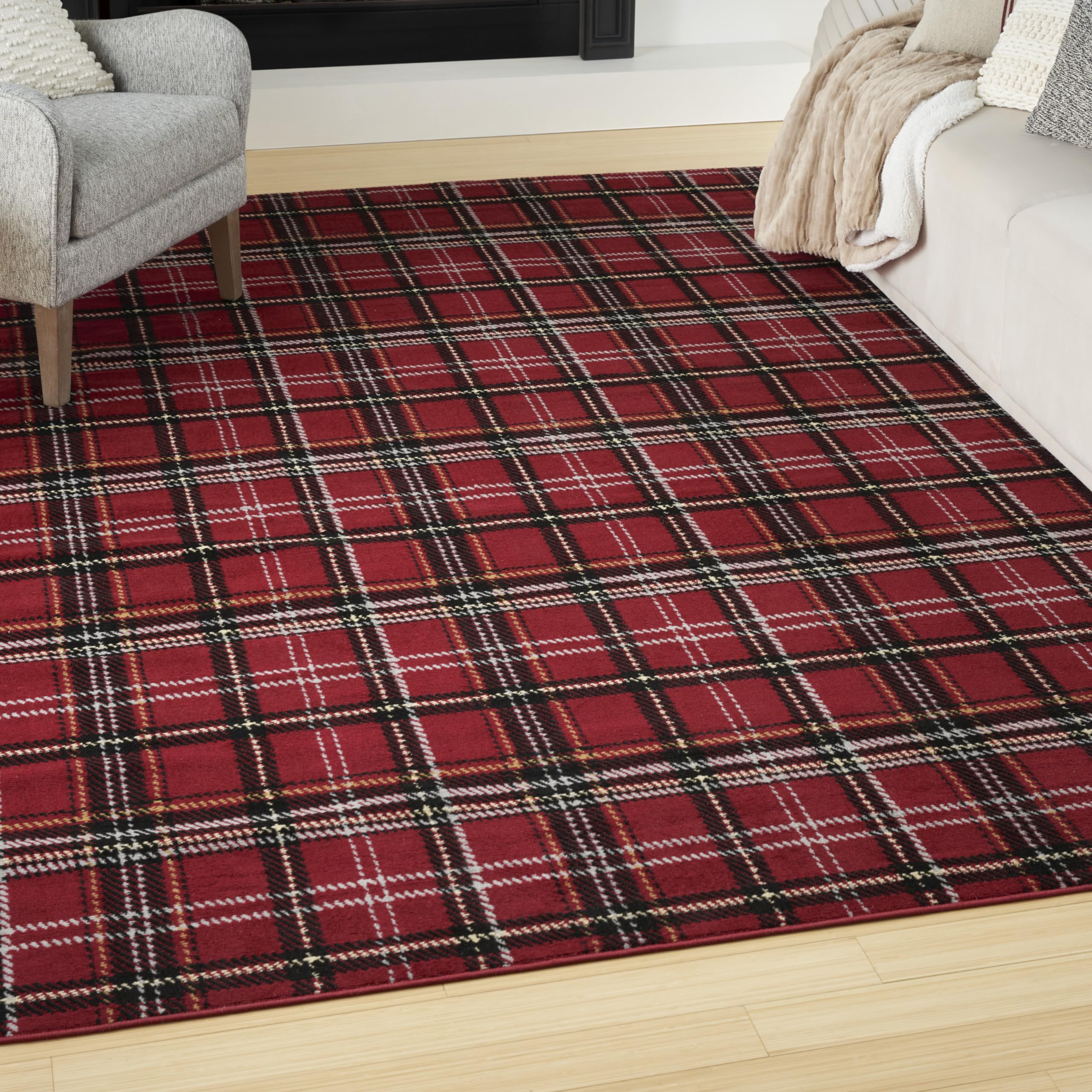 Nourison Home Grafix Red 9' x 12' Area Rug Easy Clean, Non Shedding, Bed Room, Living Room, Dining Room, Kitchen (9' x 12')