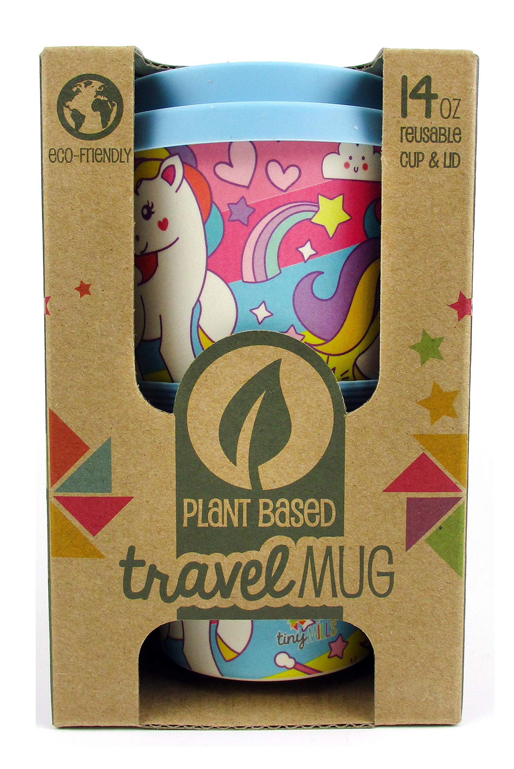 Tinymills Eco-Friendly Reusable Plant Fiber Travel Mug With Unicorn Design Gift For Girls Easter Basket Stuffer