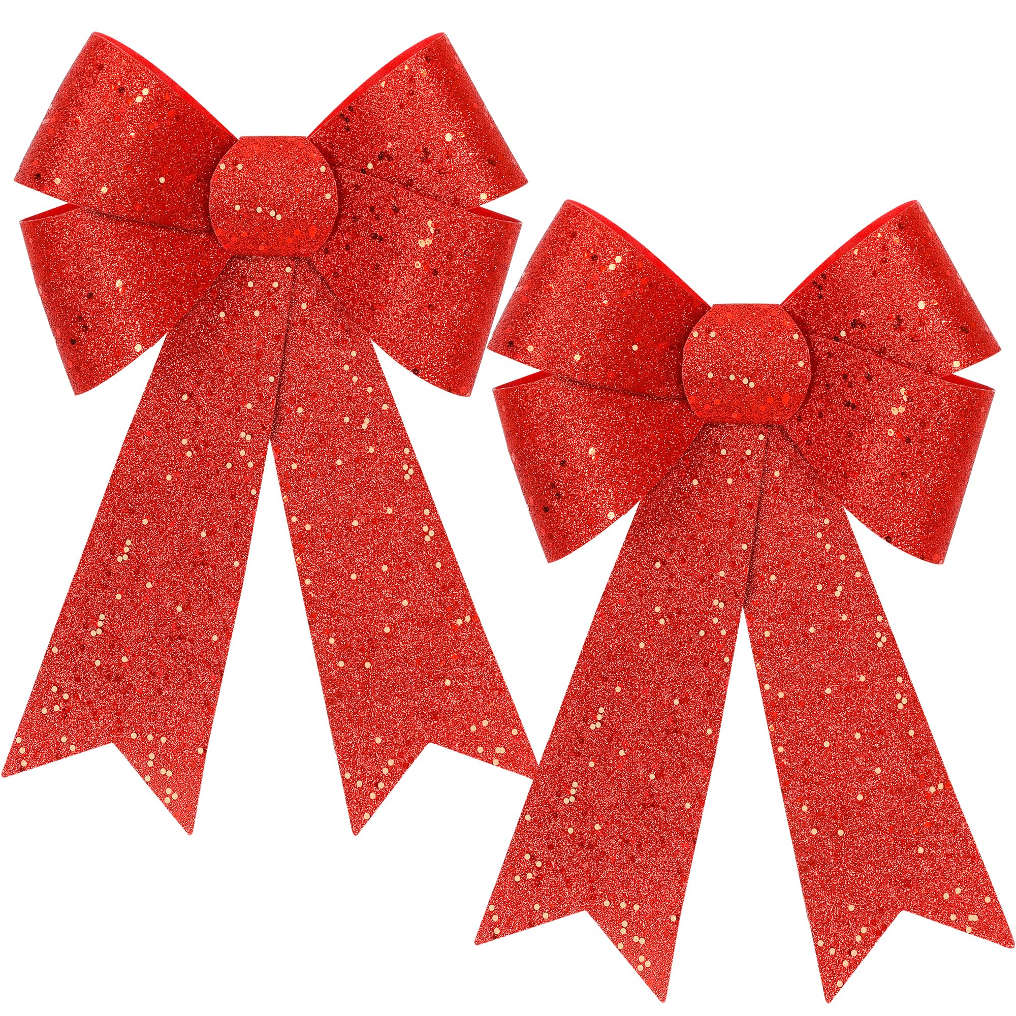 2 PCS Xmas Decorations, Red Black Buffalo Plaid Large Christmas Bows, 12    18 in Christmas Tree Bow PVC Large Red Christmas Bow