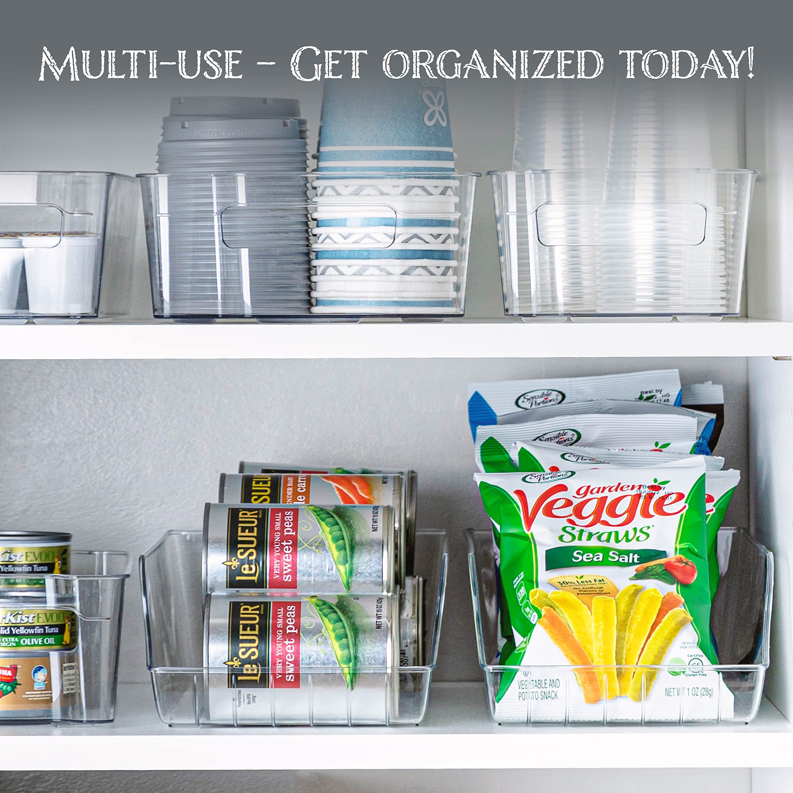 Oizeir Soda Can Organizer - Clear Plastic Storage Dispenser Bin For Refrigerator. Great Drink Holder For Kitchen Cabinets, Count