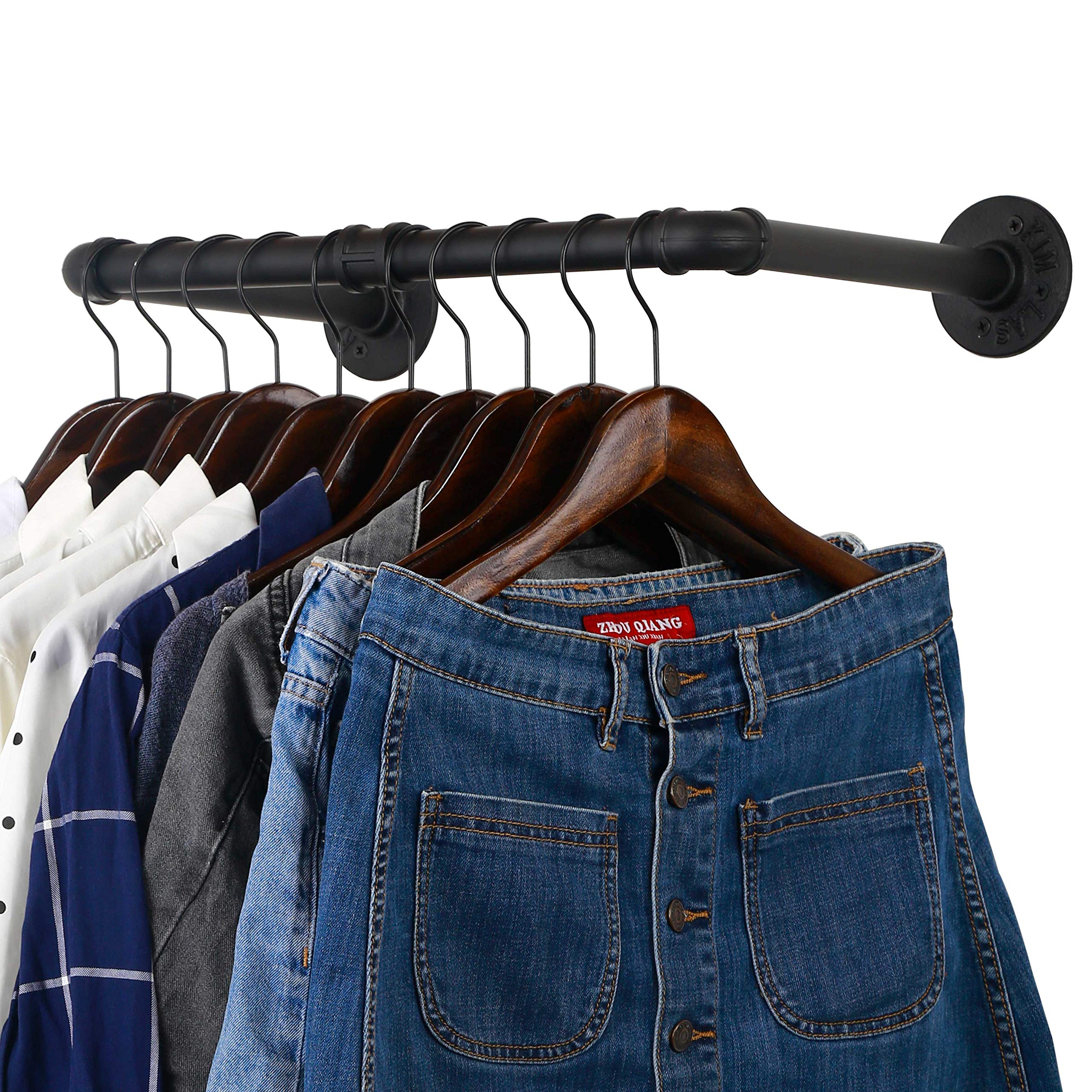 Webi Clothing Rack Wall Mount,20'' Industrial Pipe Clothes Rack For Hanging Clothes,Heavy Duty Iron Garment Rack Bar,Retail Disp