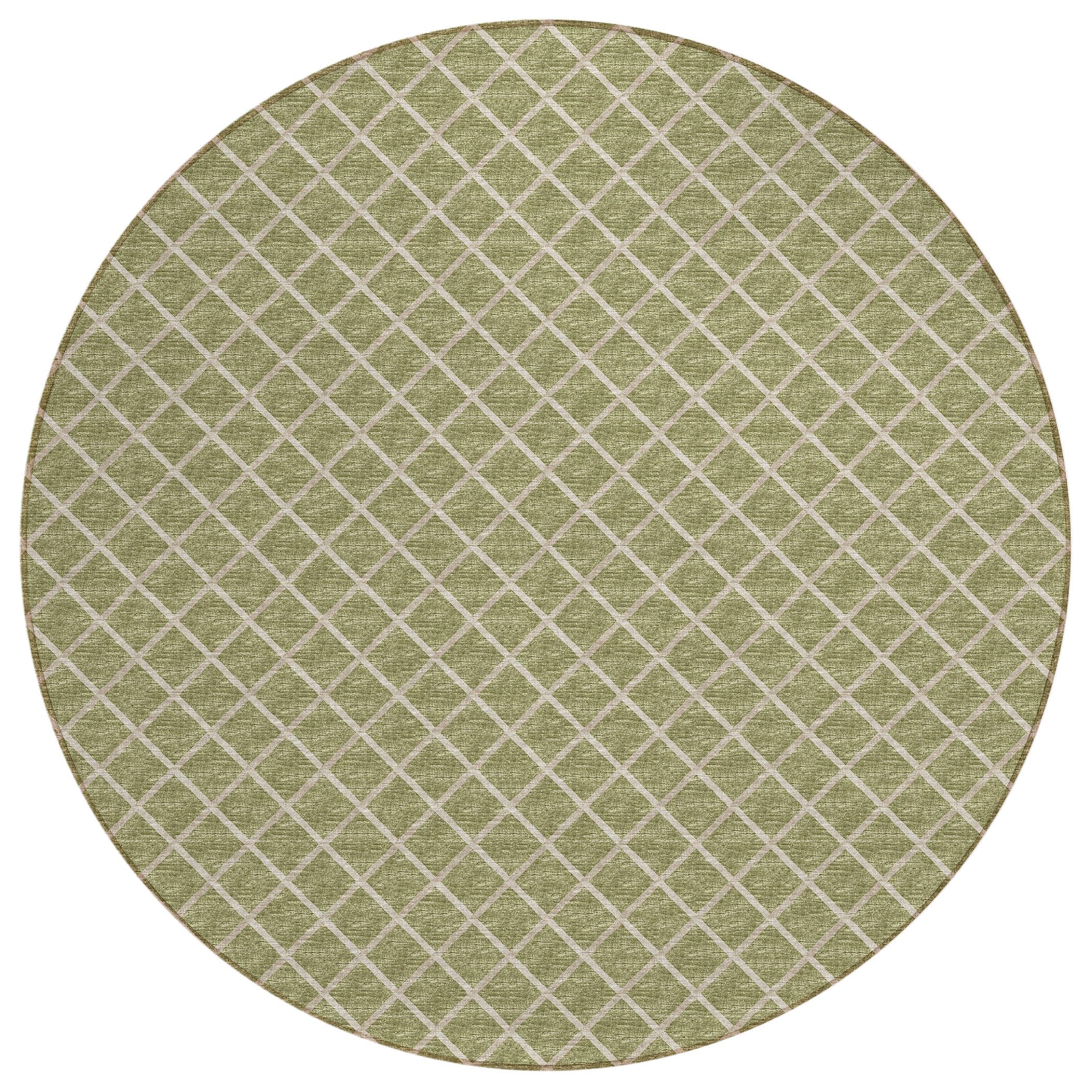 Dalyn Rugs York YO1 Aloe 10 x 10 Indoor Outdoor Round Rug, Easy Clean, Machine Washable, Non Shedding, Bedroom, Living Room, D