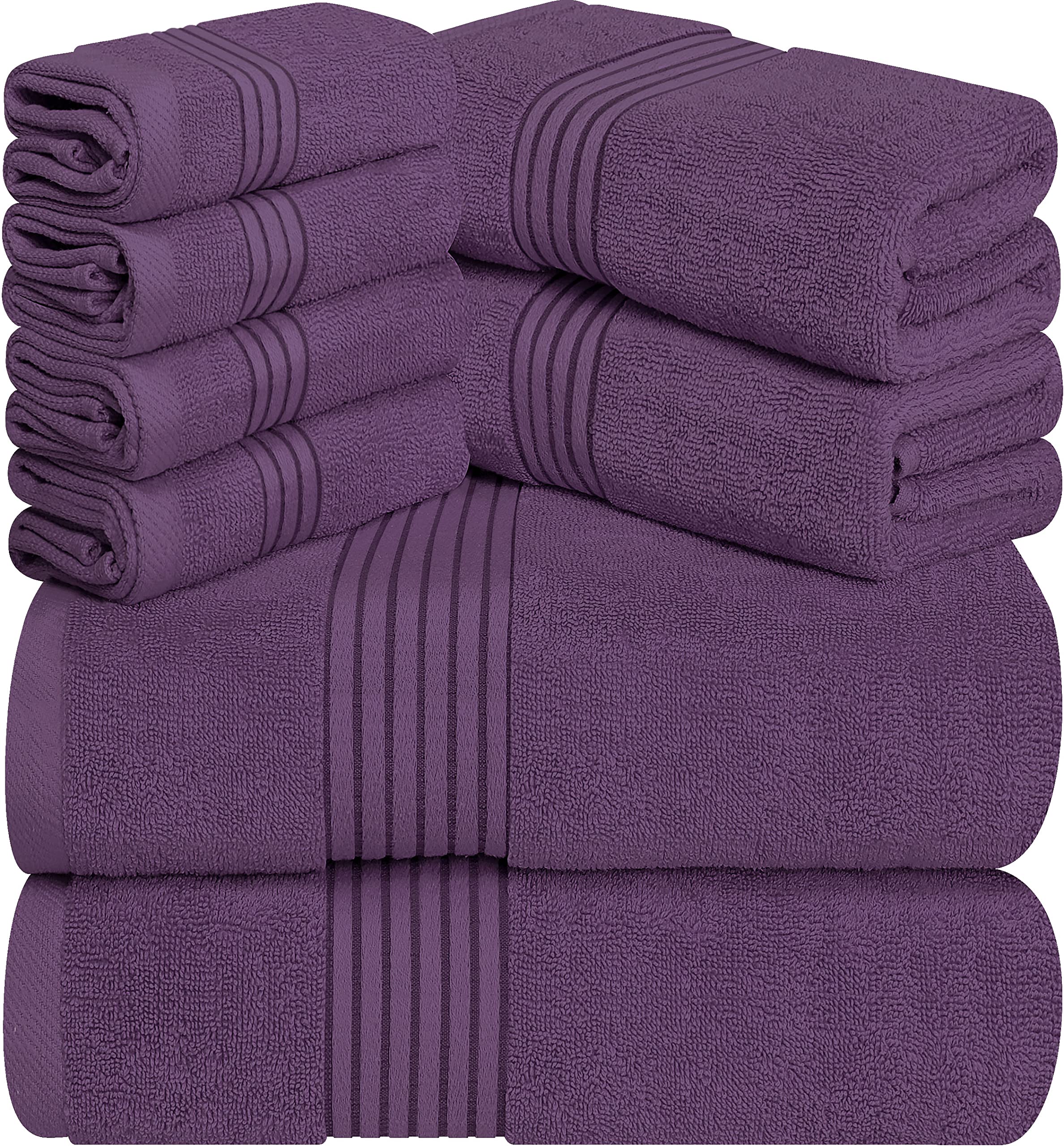 Utopia Towels 8-Piece Premium Towel Set, 2 Bath Towels, 2 Hand Towels, And 4 Wash Cloths, 100% Ring Spun Cotton Highly Absorbent