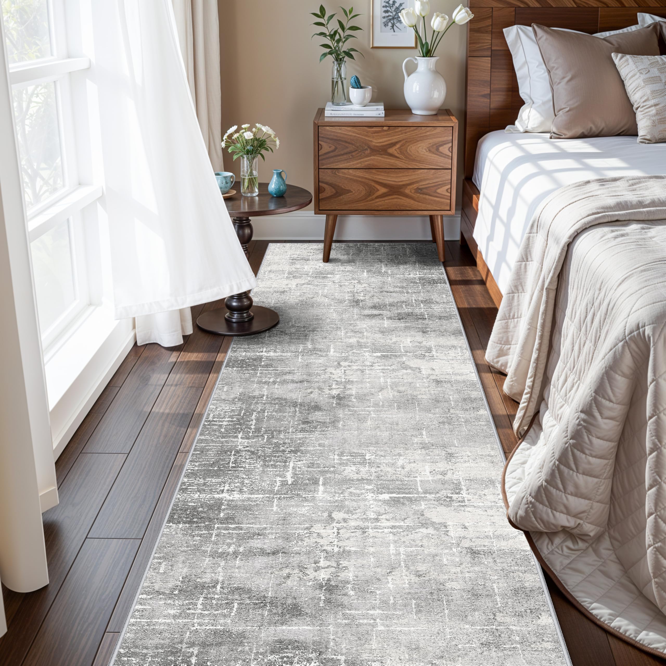 Washable 2x10 Kitchen Runner Rug: Abstract Farmhouse Bathroom Entryway Rug Soft Stain-Resistant Hallway Floor Mat Non-Slip Indoo