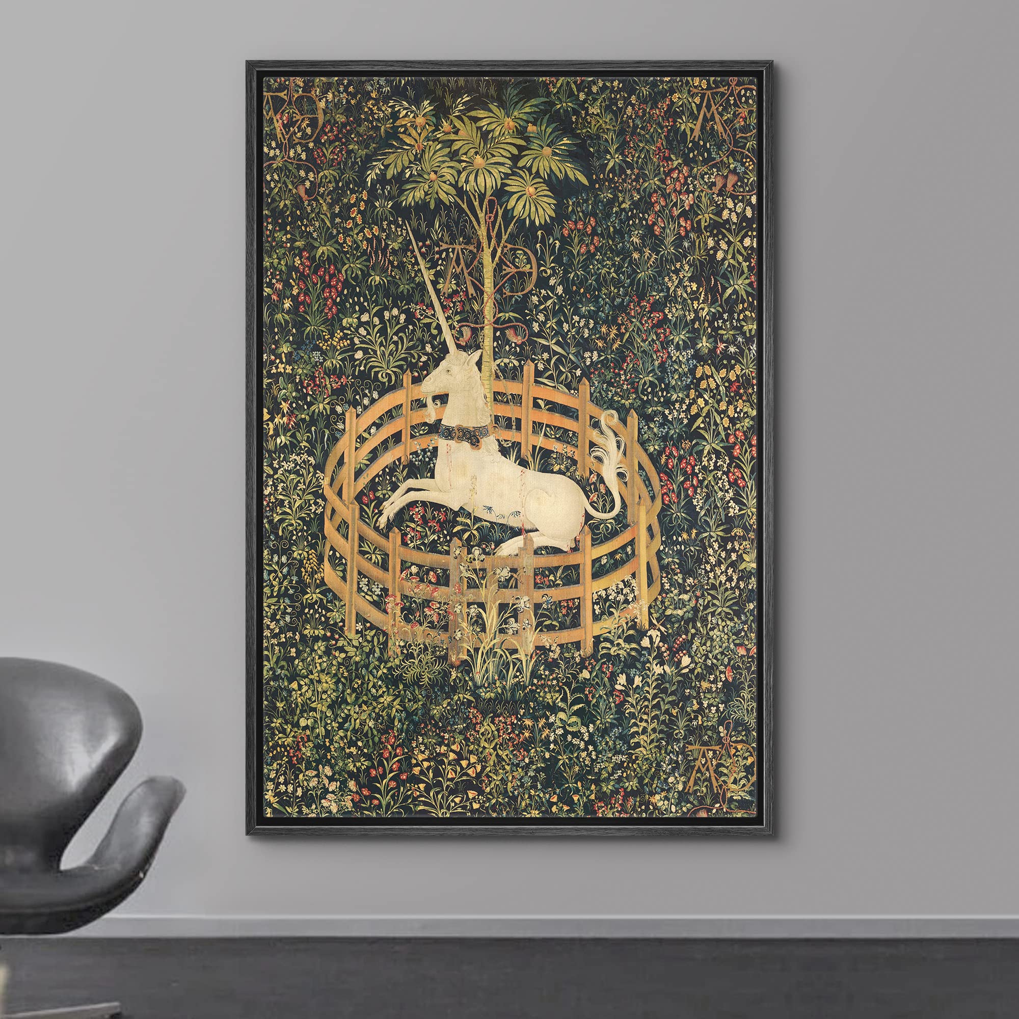 Wall26 Framed Canvas Print Wall Art The Unicorn In Captivity (Unicorn Tapestries) Fantasy & Sci-Fi Illustrations Modern Art Trad