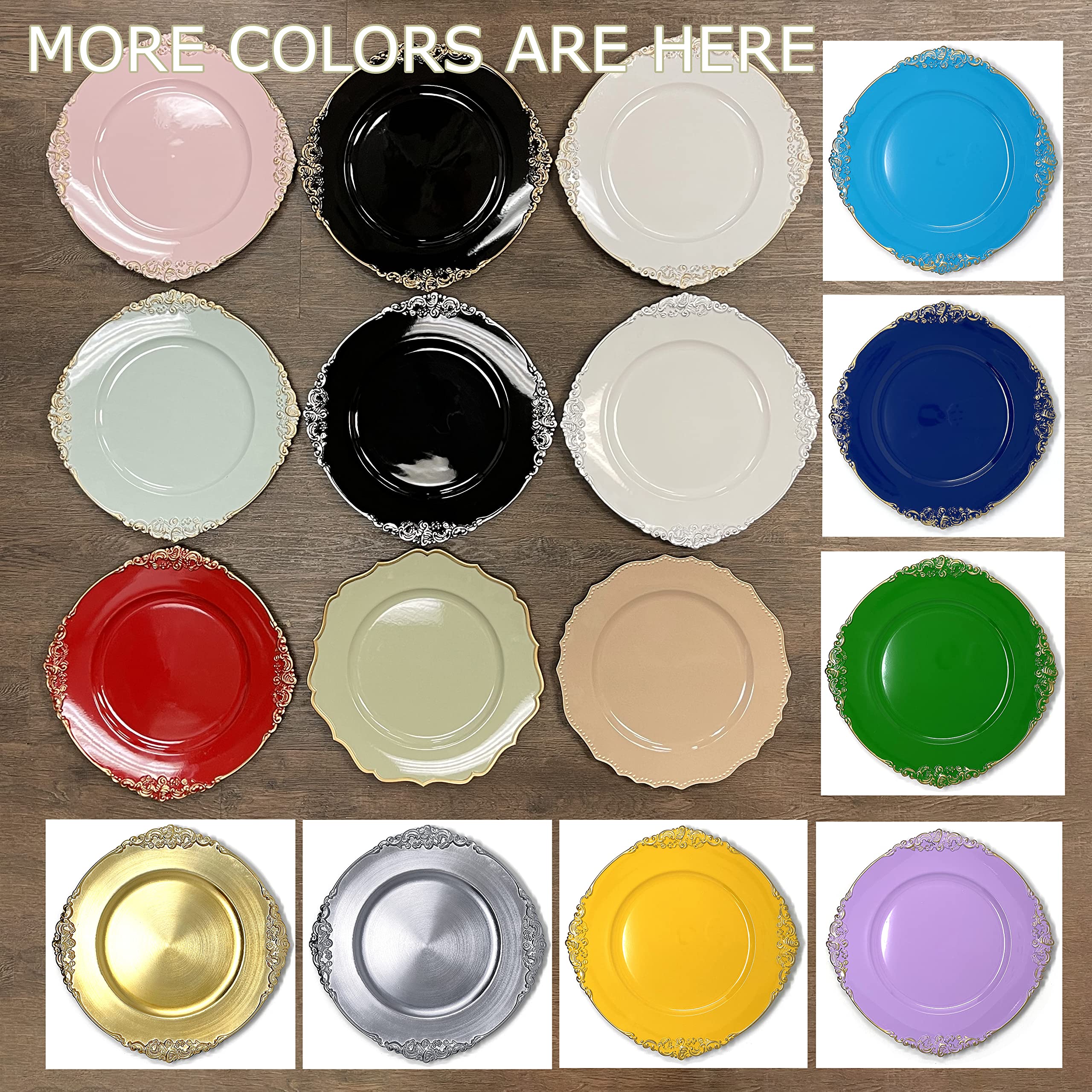 allgala 13-Inch 48-Pack Heavy Quality Round Charger Plates-Floral Green-HD80887