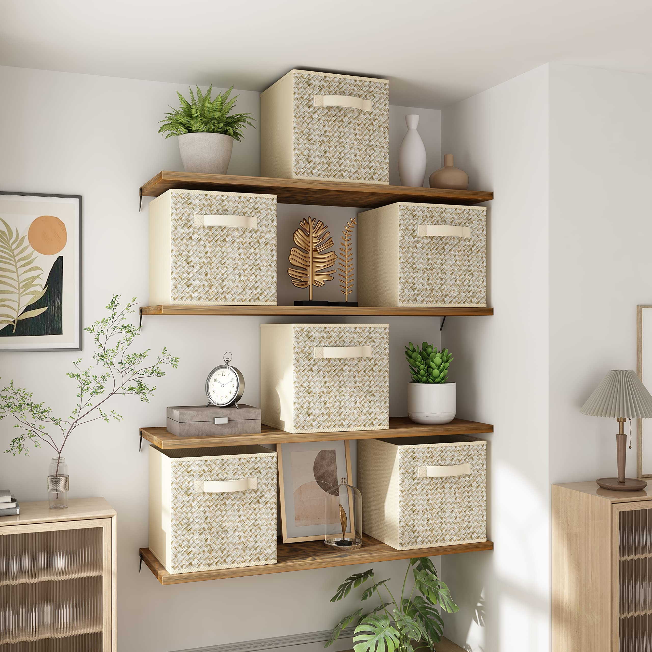Wisdom Star 6 Pack Fabric Storage Cubes with Handle  Foldable 13x13x15 Inch Cube Storage Bins  Storage Baskets for Shelves  Storage Boxes for Organizing Closet Bins