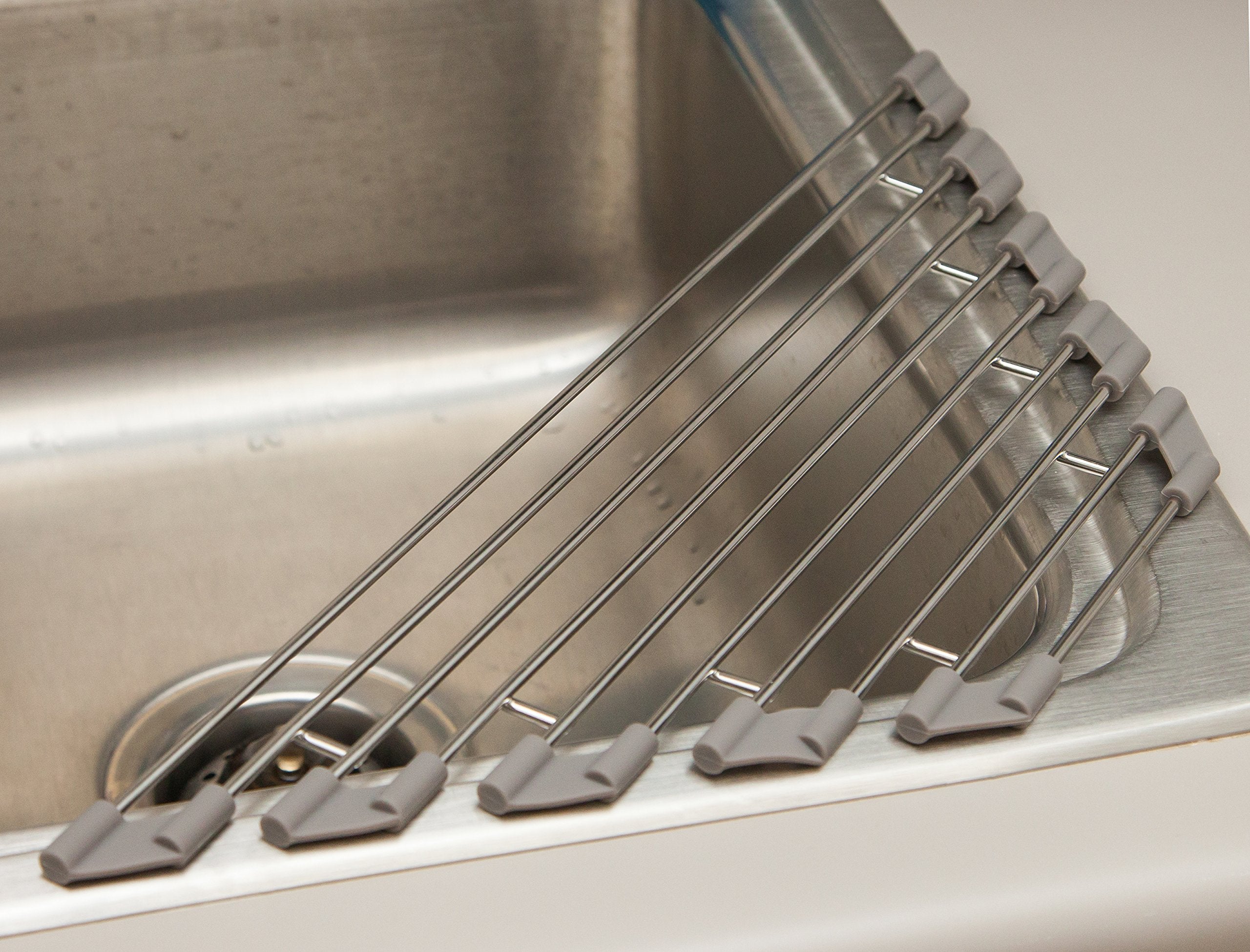 Iris Usa, Inc. Triangle Corner Dish Drying Rack With Grip Sink Edges For Protection, Space Saving, Expandable, Foldable, Stainle