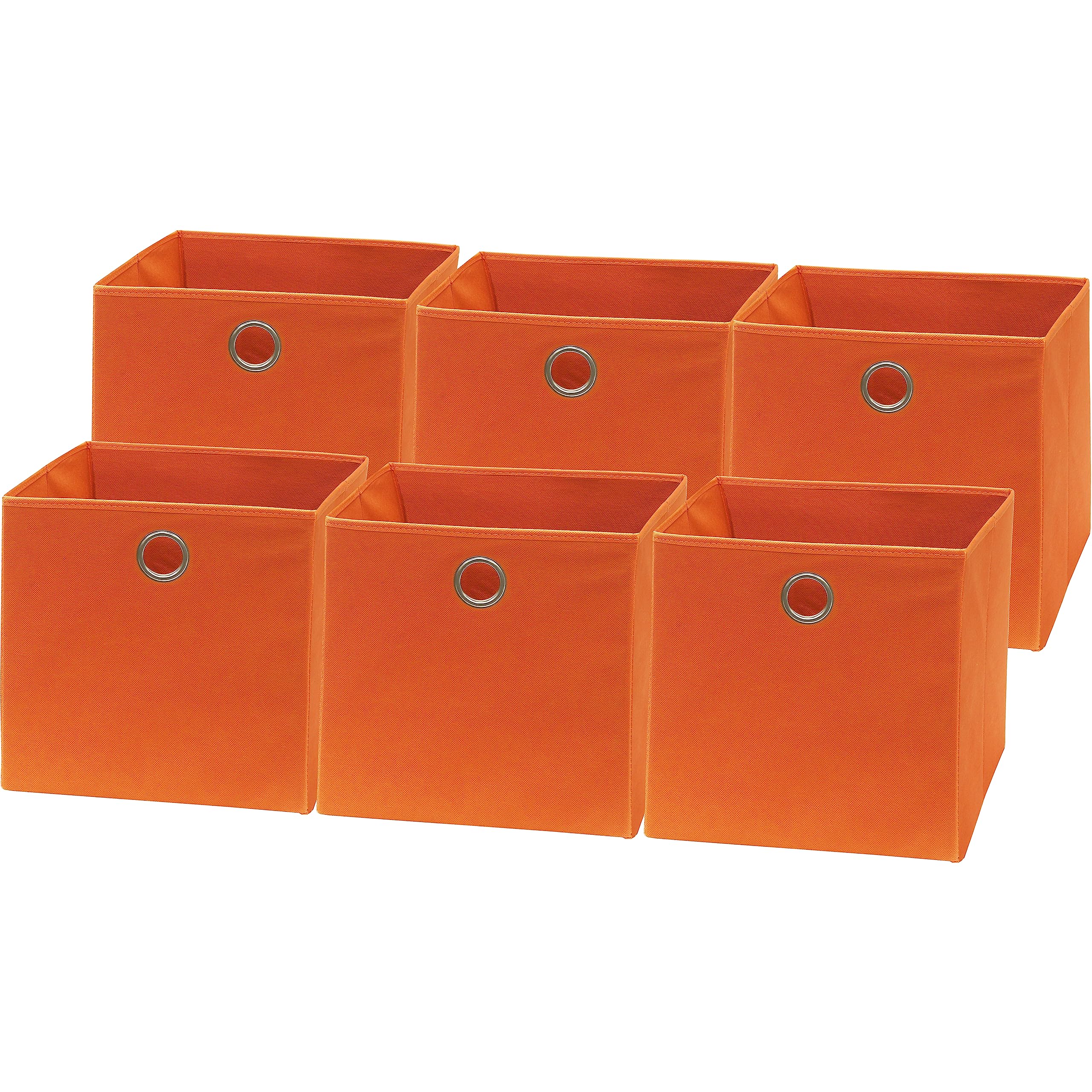 Simple Houseware 6 Pack Foldable Cube Storage Bin With Handle,, Orange
