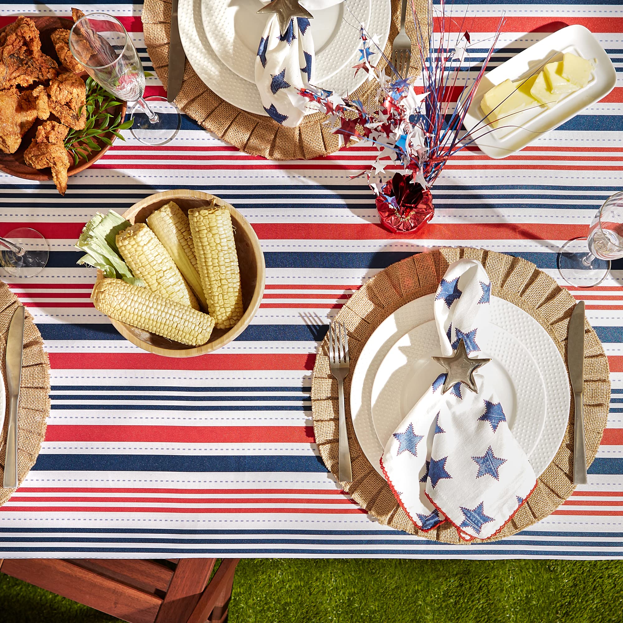 Dii 100% Polyester, Spill Proof And Waterproof, Machine Washable, Tablecloth For Outdoor Use, 60X120'', 4Th Of July Patriotic St