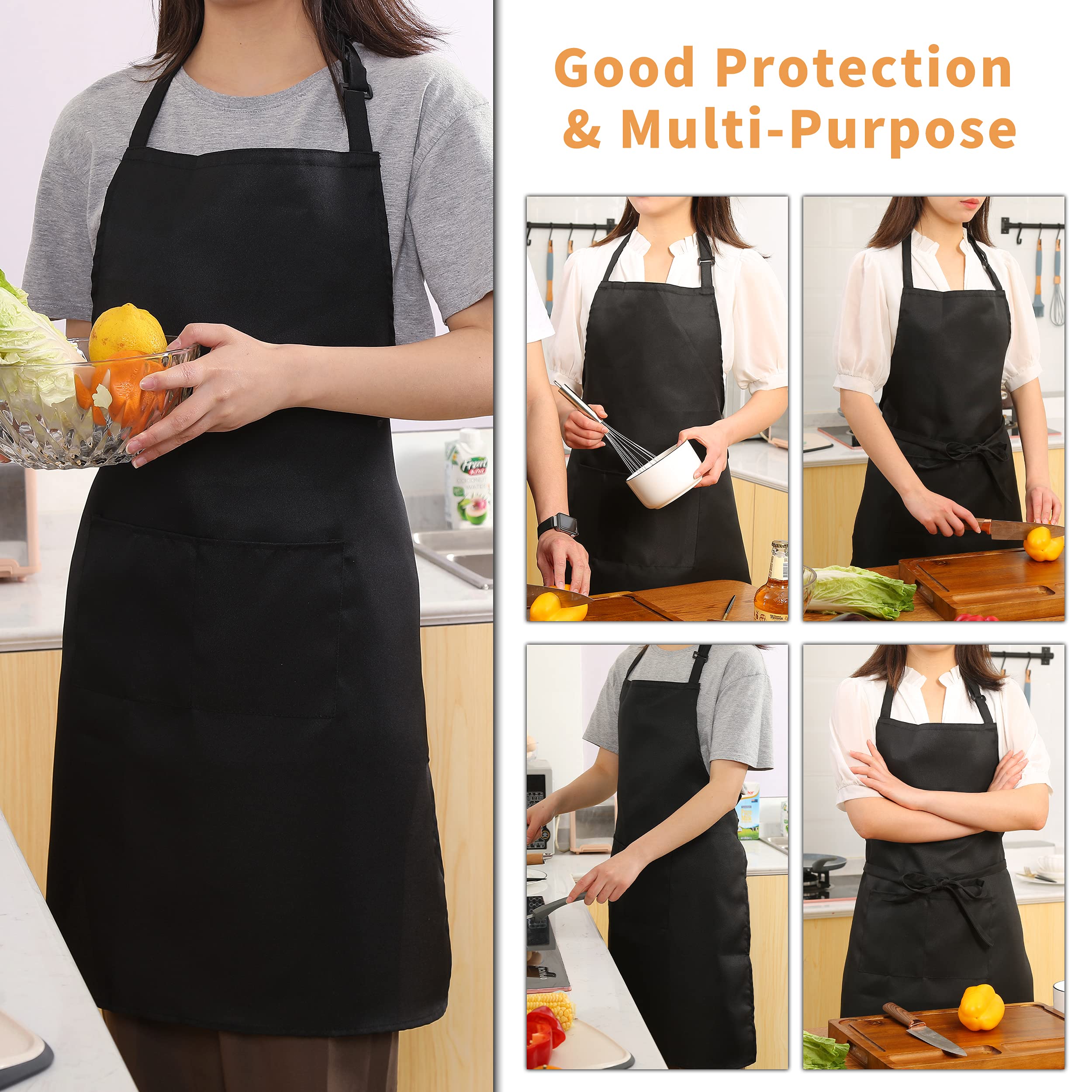 Tosewever 2 Pack Adjustable Bib Apron, Waterdrop Resistant Aprons With 2 Pockets Cooking Kitchen Restaurant Aprons For Women Men
