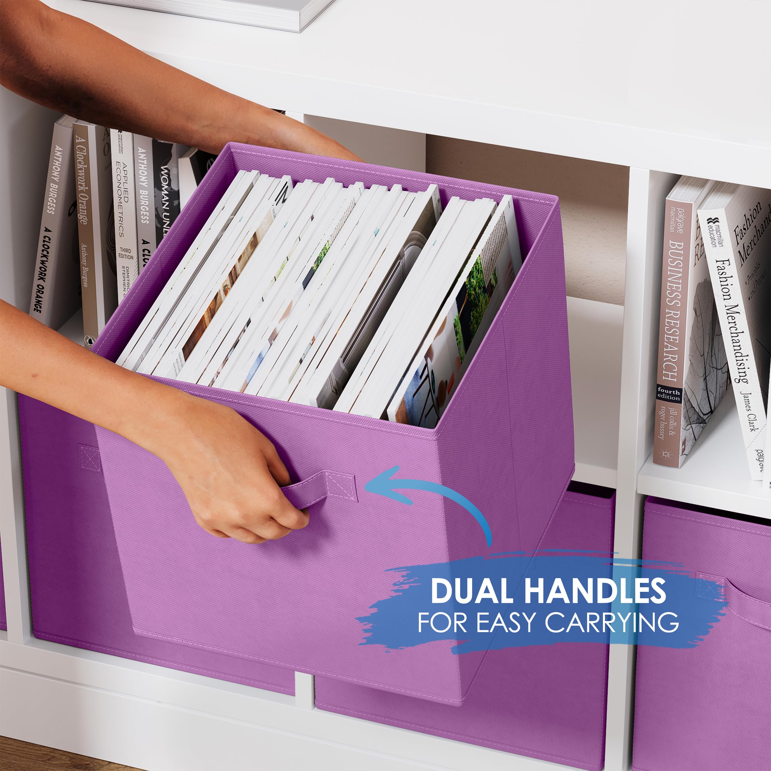 Royexe Cube Storage Baskets for Organizing - 11 Inch - Set of 8 Heavy-Duty Storage Cubes for Storage and Organization  Makes The Perfect Bins for Cubby Storage Boxes or Cube Storage Organizer (Purple)