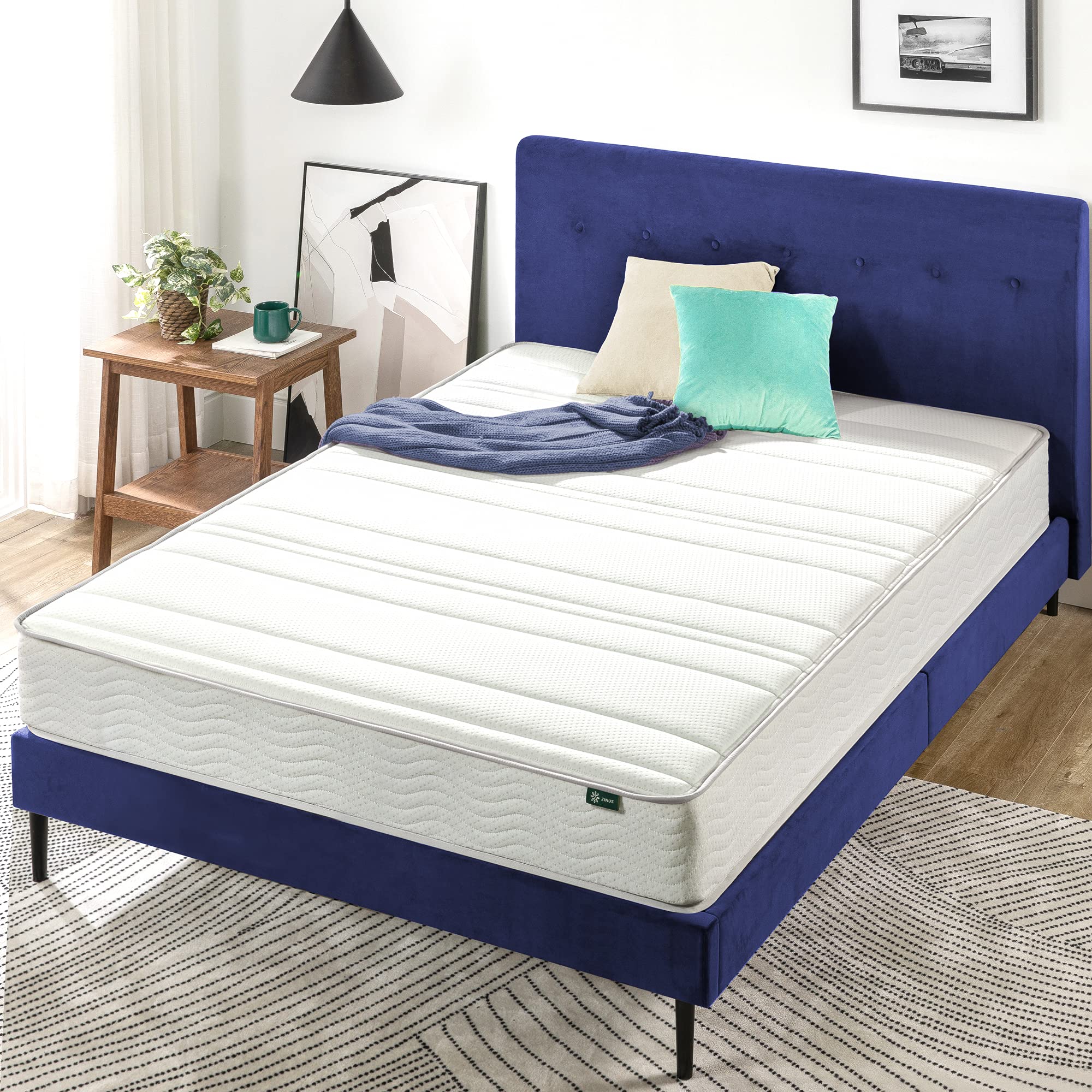 ZINUS 8 Inch Foam and Spring Mattress, Queen, CertiPUR-US Certified Foams, Mattress in A Box, White