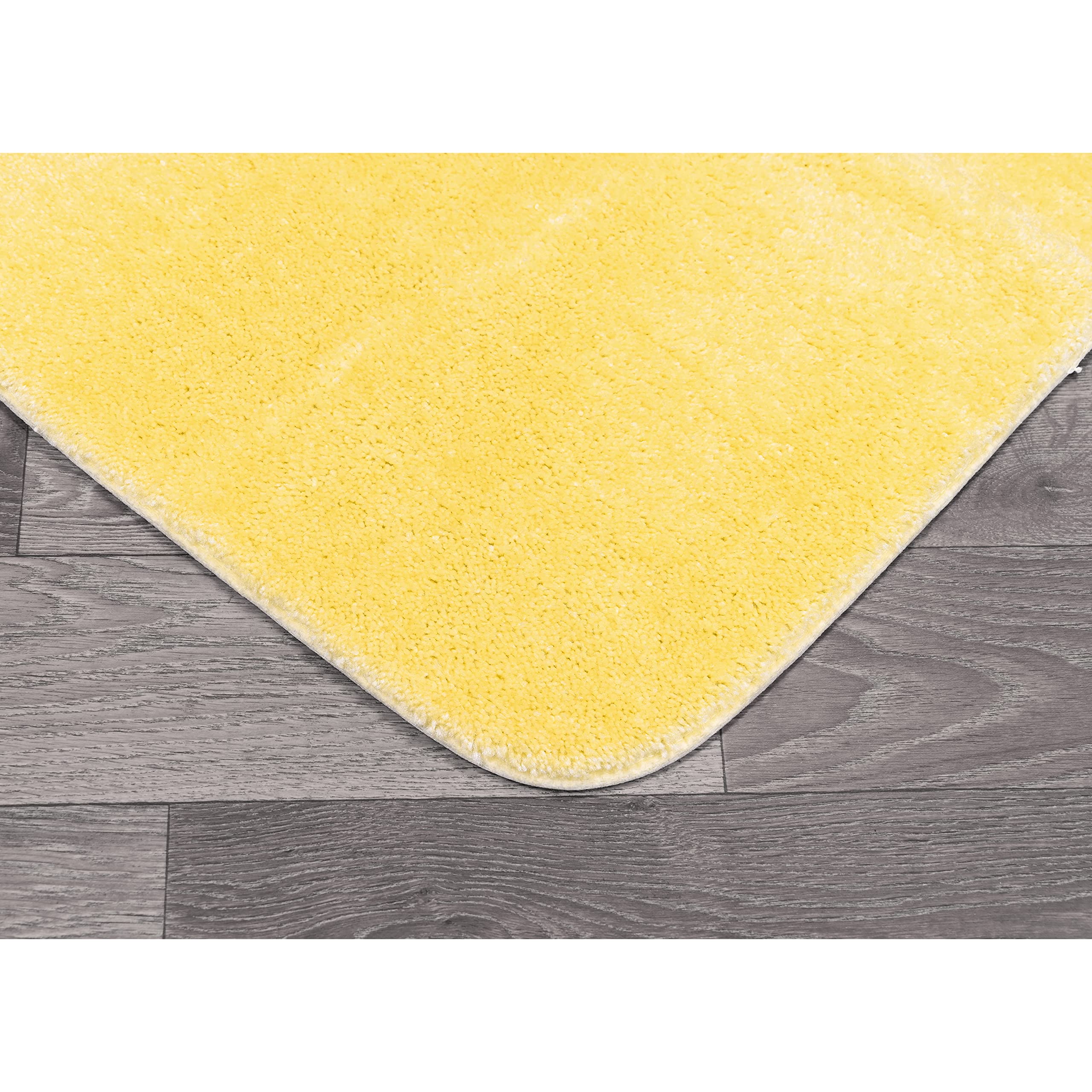 Garland Rug Traditional Nylon Washable Rubber Ducky Yellow 2 Bath Rugs (21 X 34, 22 X 60) - Soft, Absorbent, And Stylish