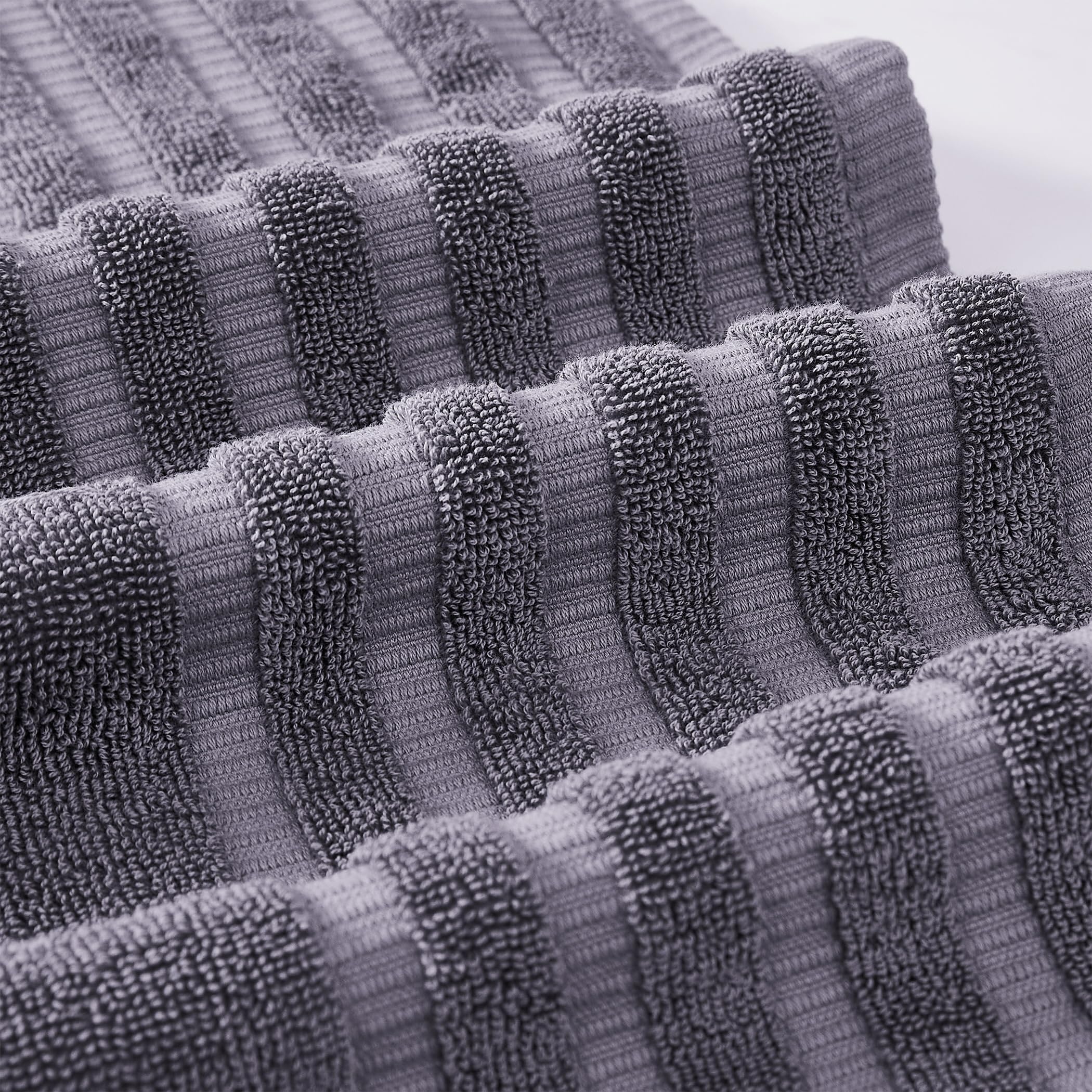 Modern Threads Amrapur Overseas 6-Piece Yarn Dyed Organic Vines Jacquard/Solid Ultra Soft 500GSM 100% Combed Cotton Towel Set [Grey Lavender]