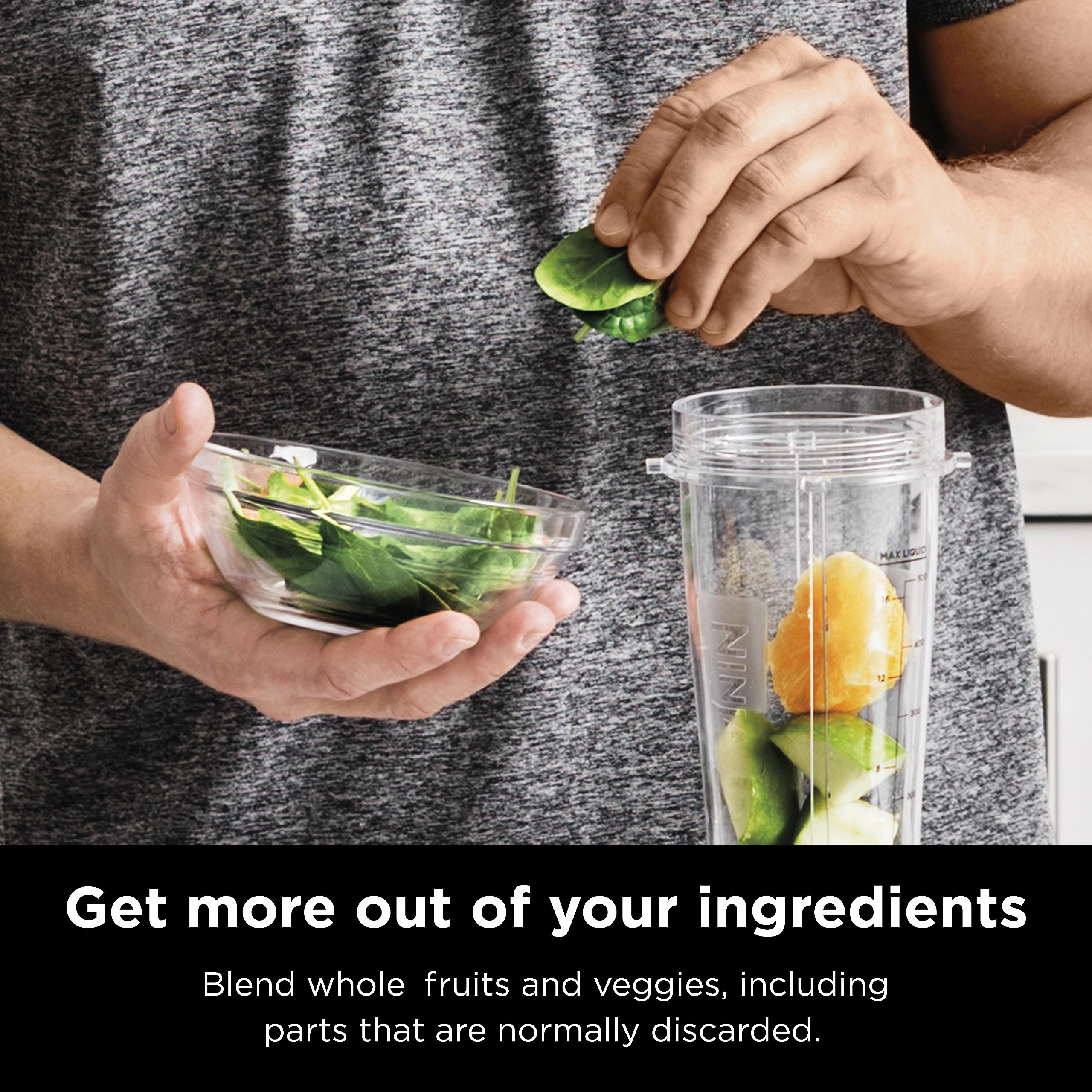 Ninja Bn301 Nutri-Blender Plus Compact Personal Blender, 900-Peak-Watt Motor, Frozen Drinks, Smoothies, Sauces & More, (3) 20 Oz