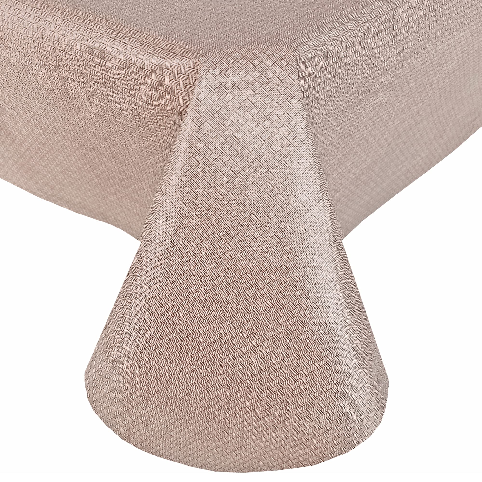 Newbridge Basketweave Solid Color Vinyl Flannel Backed Tablecloth, Basket Weave Textured Look Indoor/Outdoor Waterproof Tableclo
