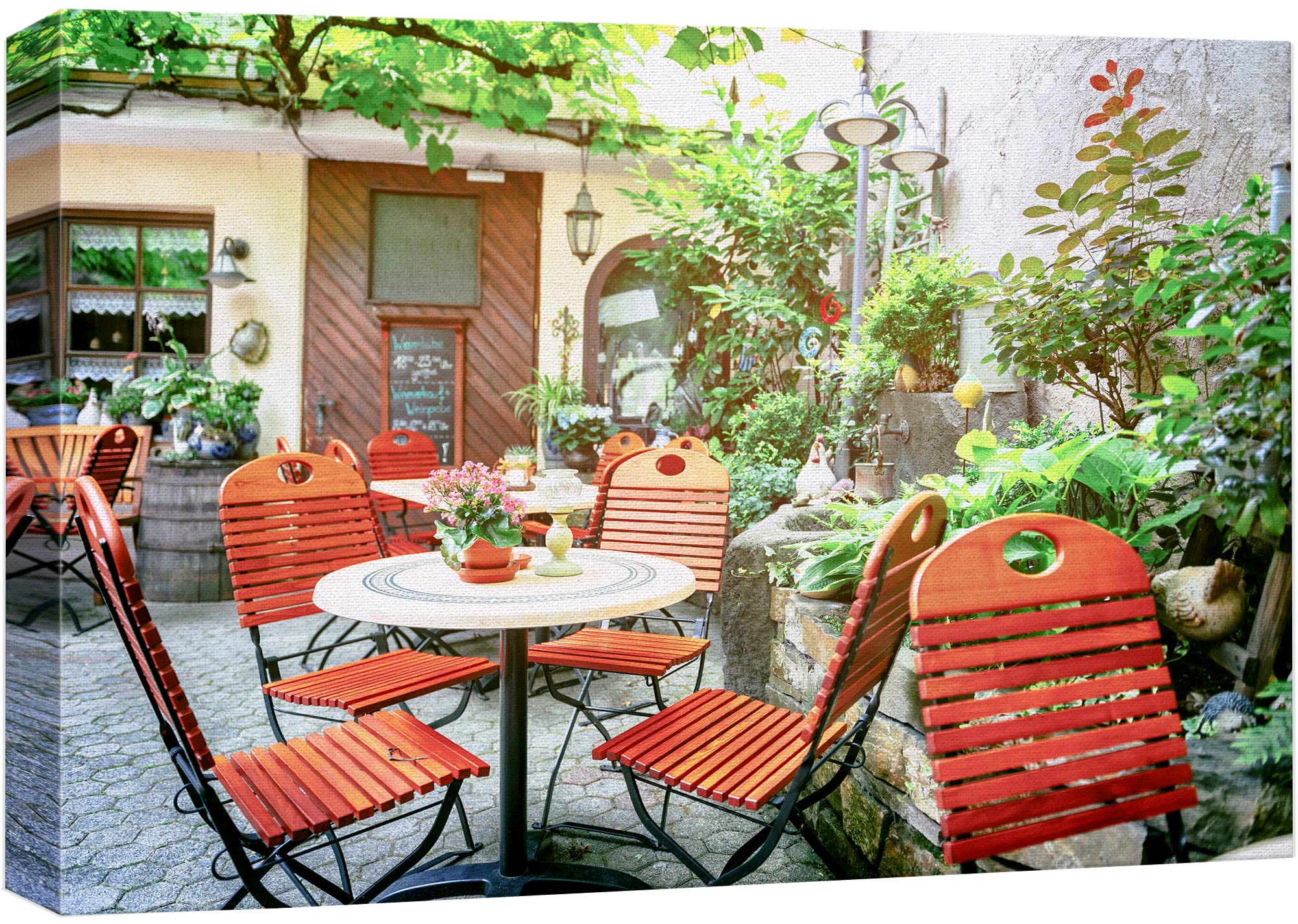 Wall26 Canvas Print Wall Art European Italian Cafe Floral Terrace Nature Wilderness Photography Realism Rustic Scenic Landscape