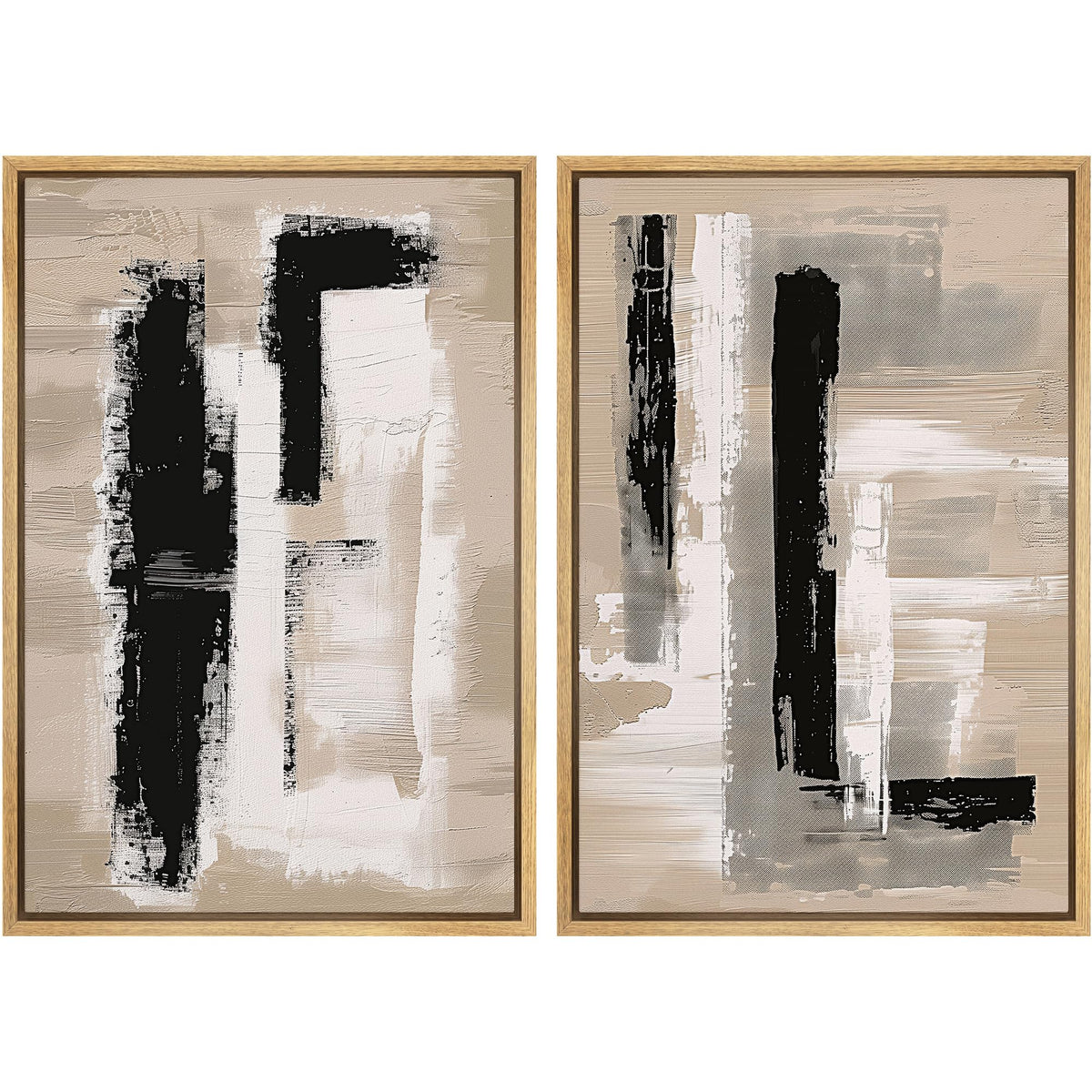 Mudecor Framed Canvas Print Wall Art Set Monochromatic Textures Contemporary Abstract Illustrations Modern Art Decorative Bohemi