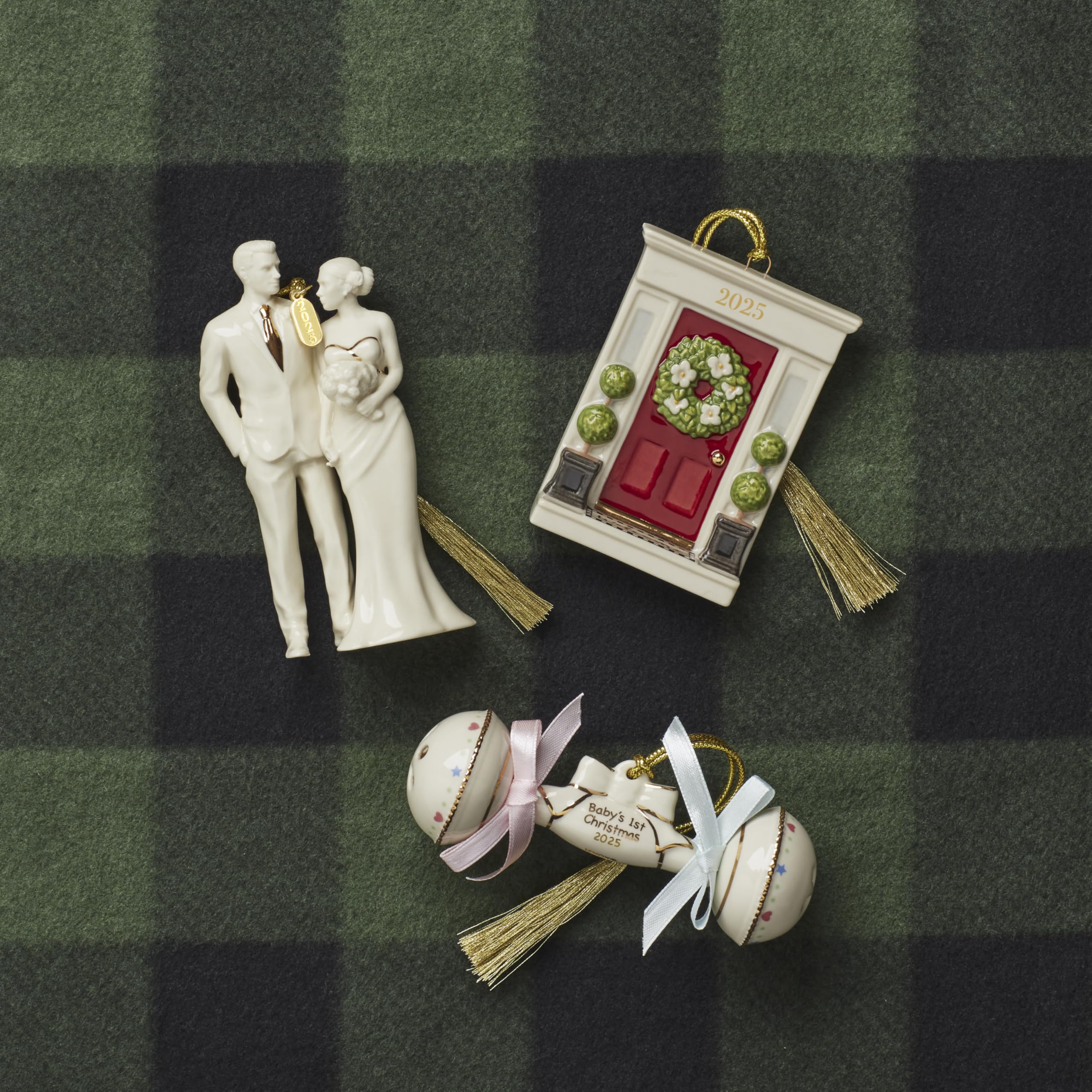 Lenox 2025 Our New Home Porcelain Ornament - Multicolor House Door Design with Gold Accents, 1 Count for Christmas Tree Decoration