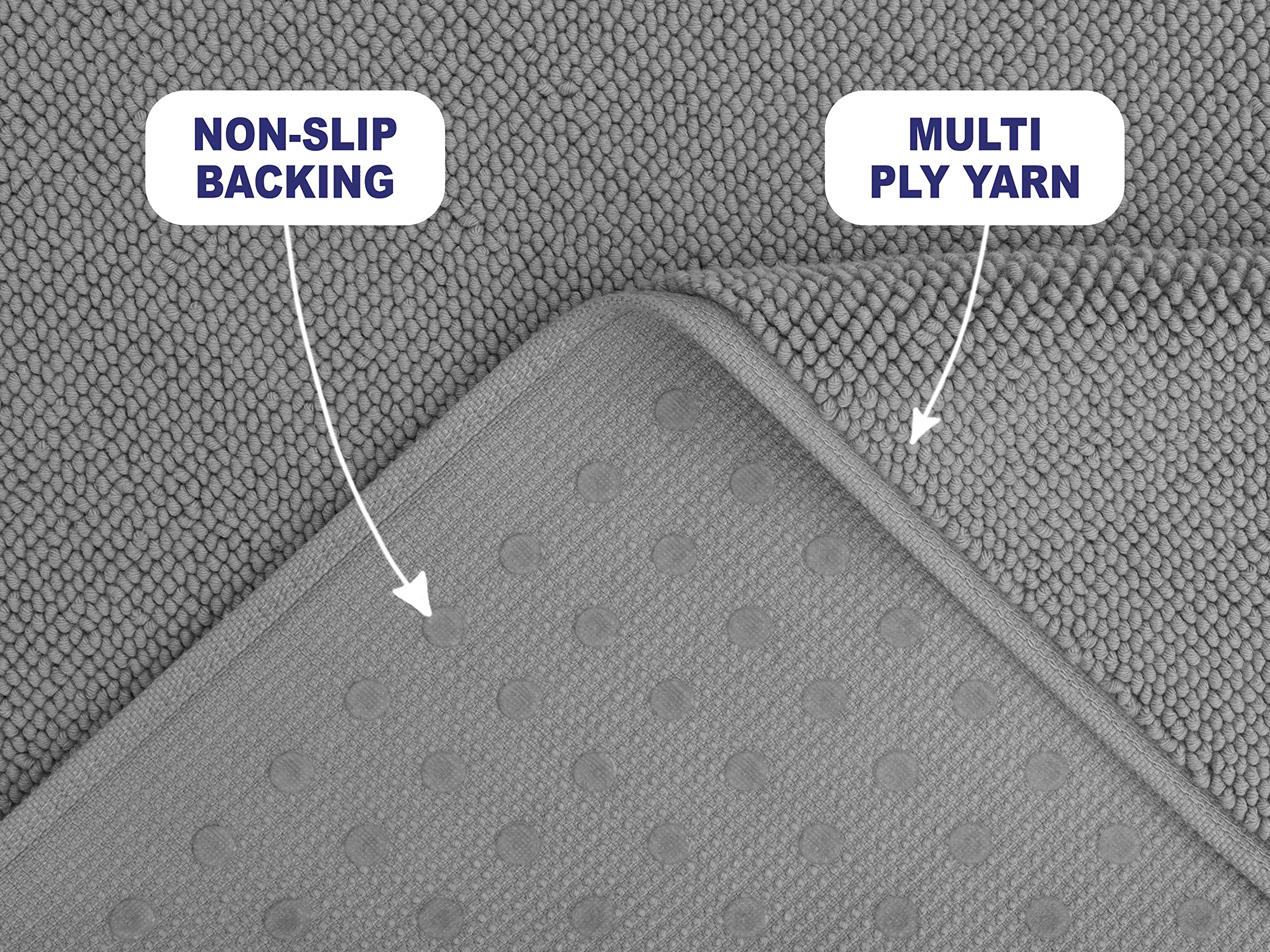 American Soft Linen Bath Rug, 20 In 34 In 100% Cotton Bath Mats Rugs For Bathroom, Non Slip Washable Shaggy Form Area Rugs, Ligh