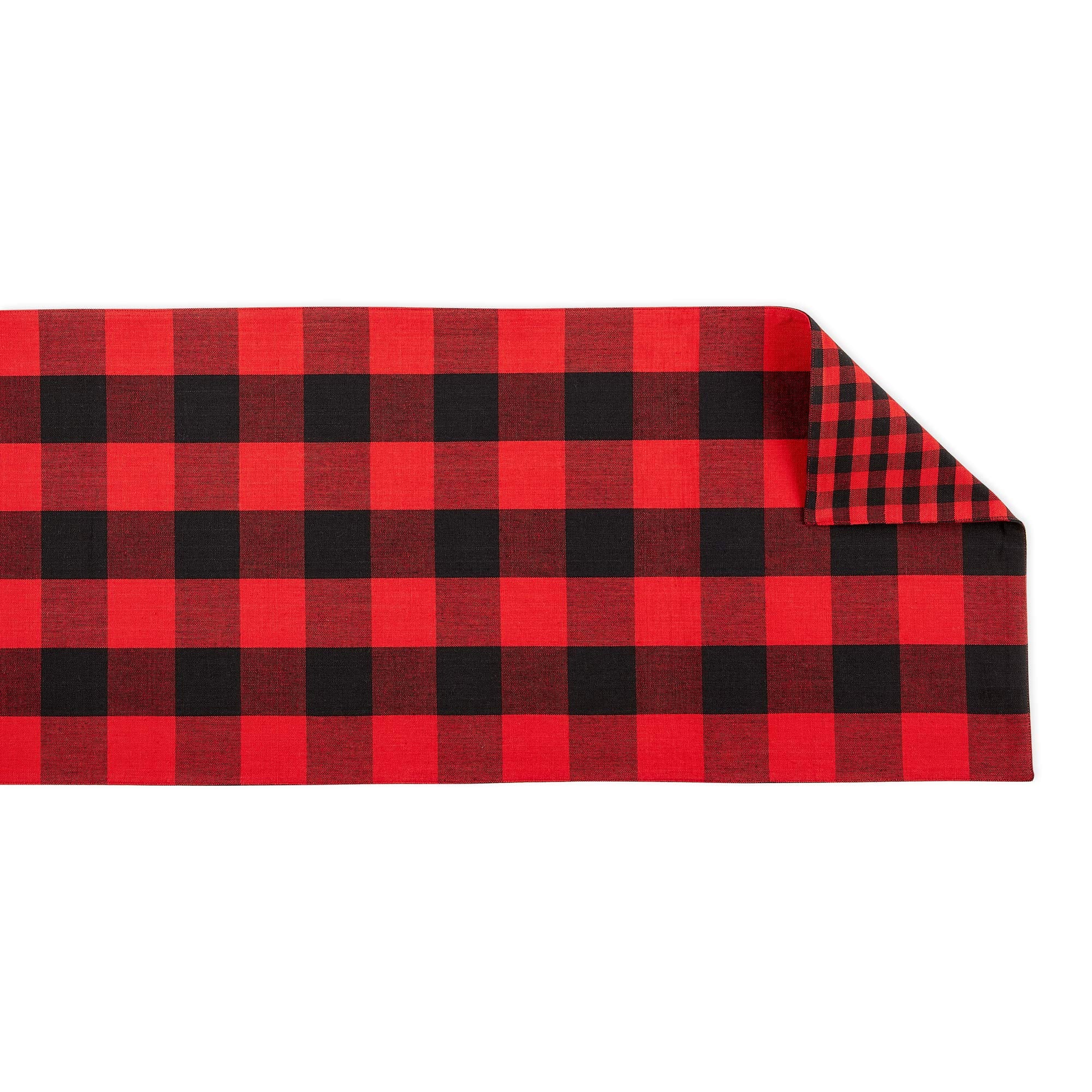 Dii Gingham Check Tabletop Collection, Red/Black, Table Runner, 14X108