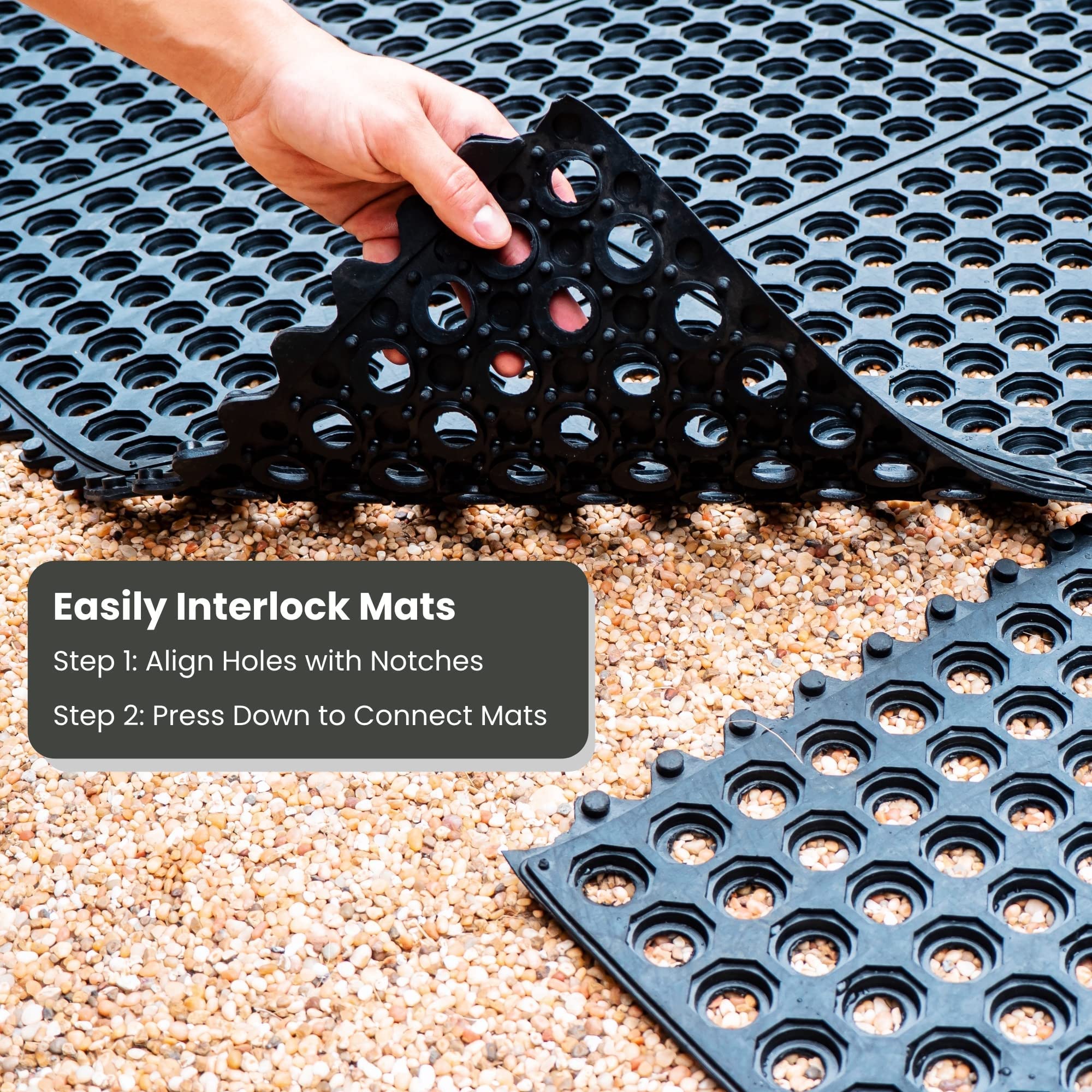 Envelor Interlocking Rubber Floor Mat Restaurant Kitchen Mat For Floor Anti Fatigue Bar Mat Door Mat Non-Slip Mat Indoor Outdoor