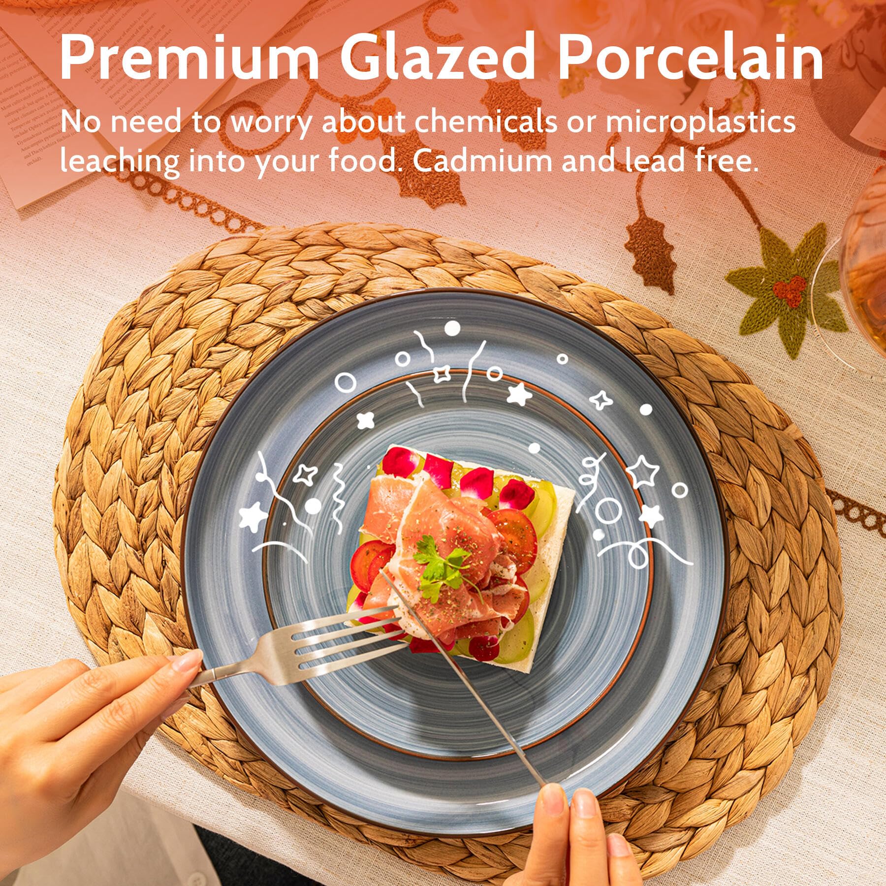 Sweese Porcelain Round Dessert Salad Plates Set Of 6, 74 Inch Ceramic Plates Dishwasher, Oven, And Microwave Safe, Cool Assorted