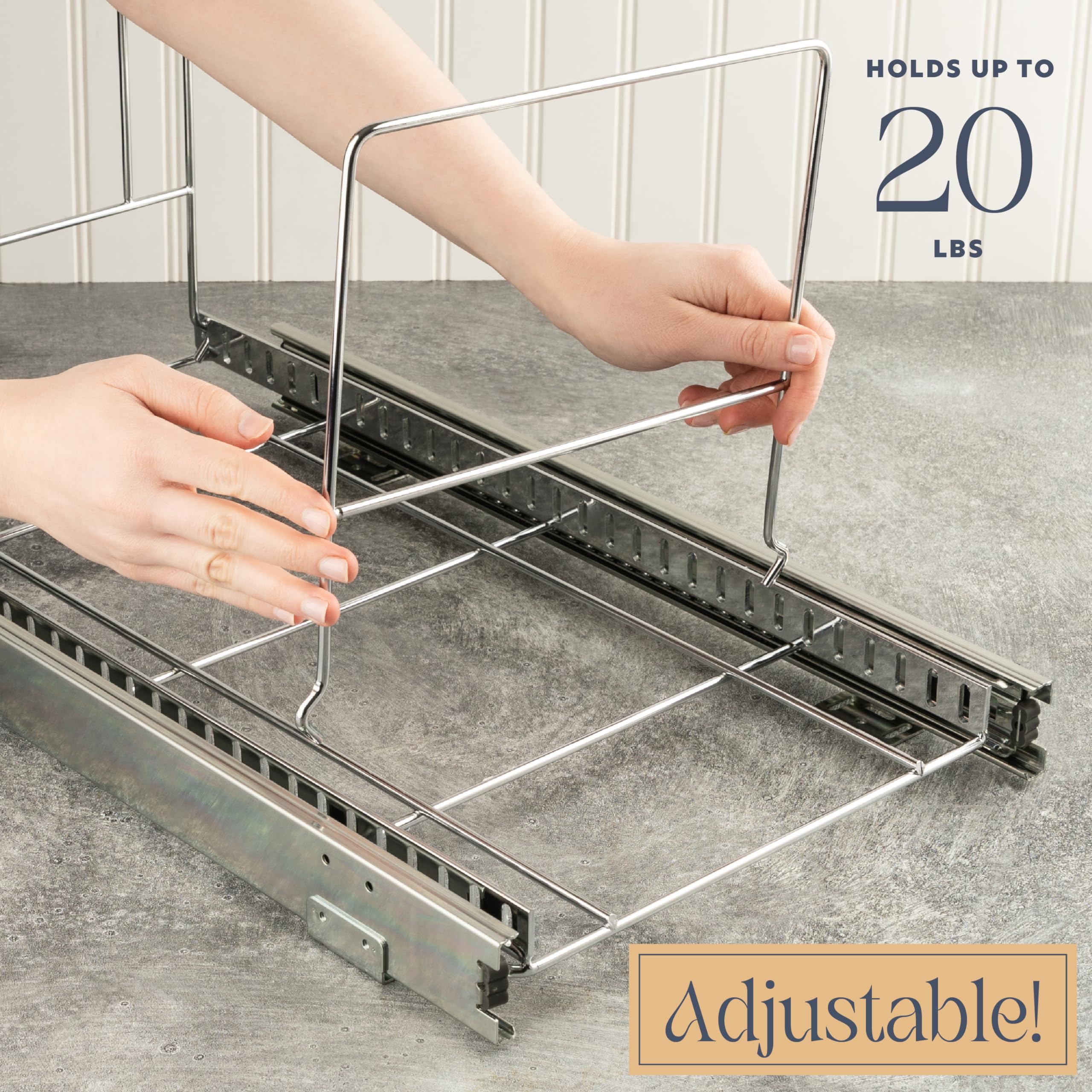 Hold N' Storage Pull Out Trash Can Under Cabinet- Trash Can Not Included, Heavy Duty W/ 5 Year Limited Warranty- Requires A 13''