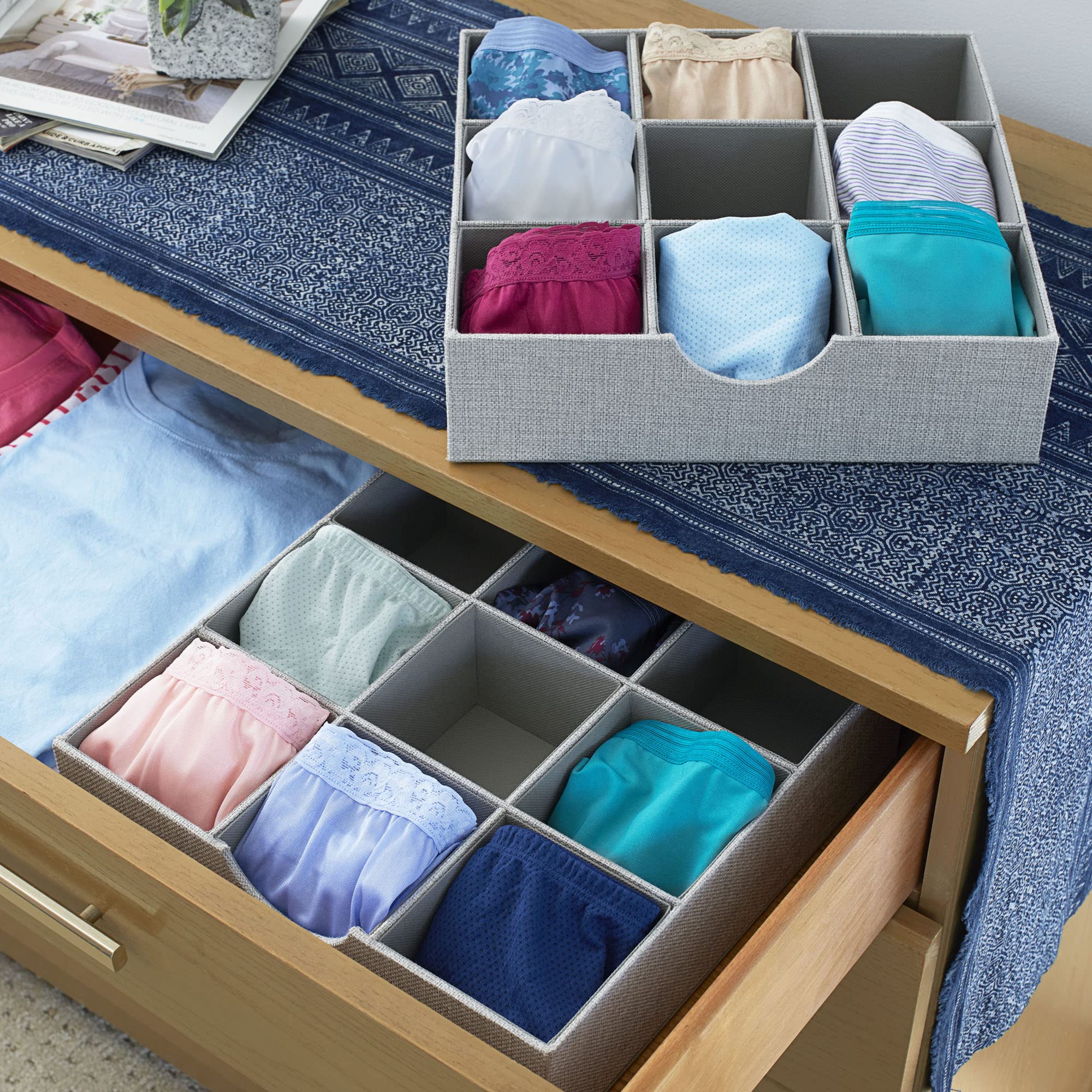Household Essentials Drawer Organizer Tray 2 Pack, Gray, Silver