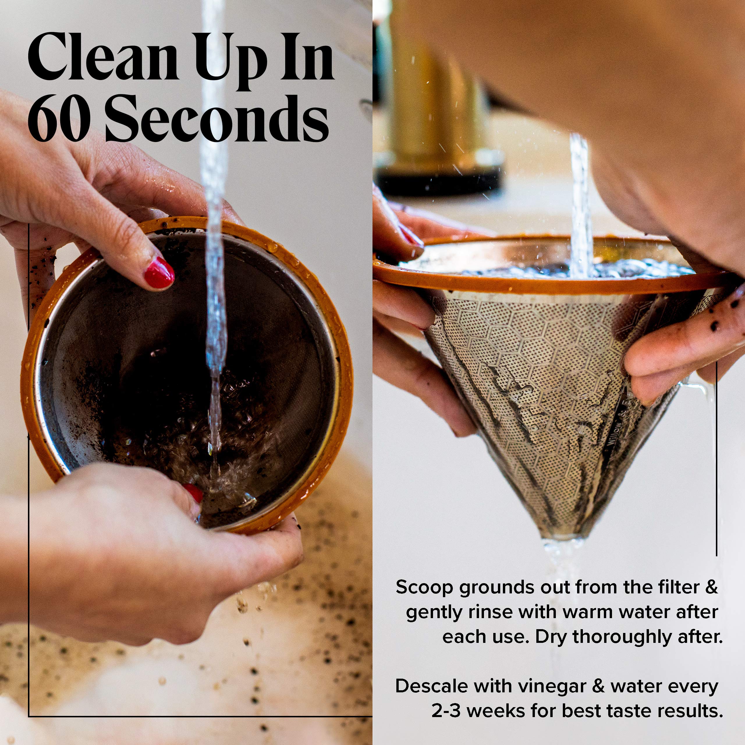 Willow & Everett Pour Over Coffee Dripper - Reusable Drip Cone Filter & Strainer - Paperless Filters