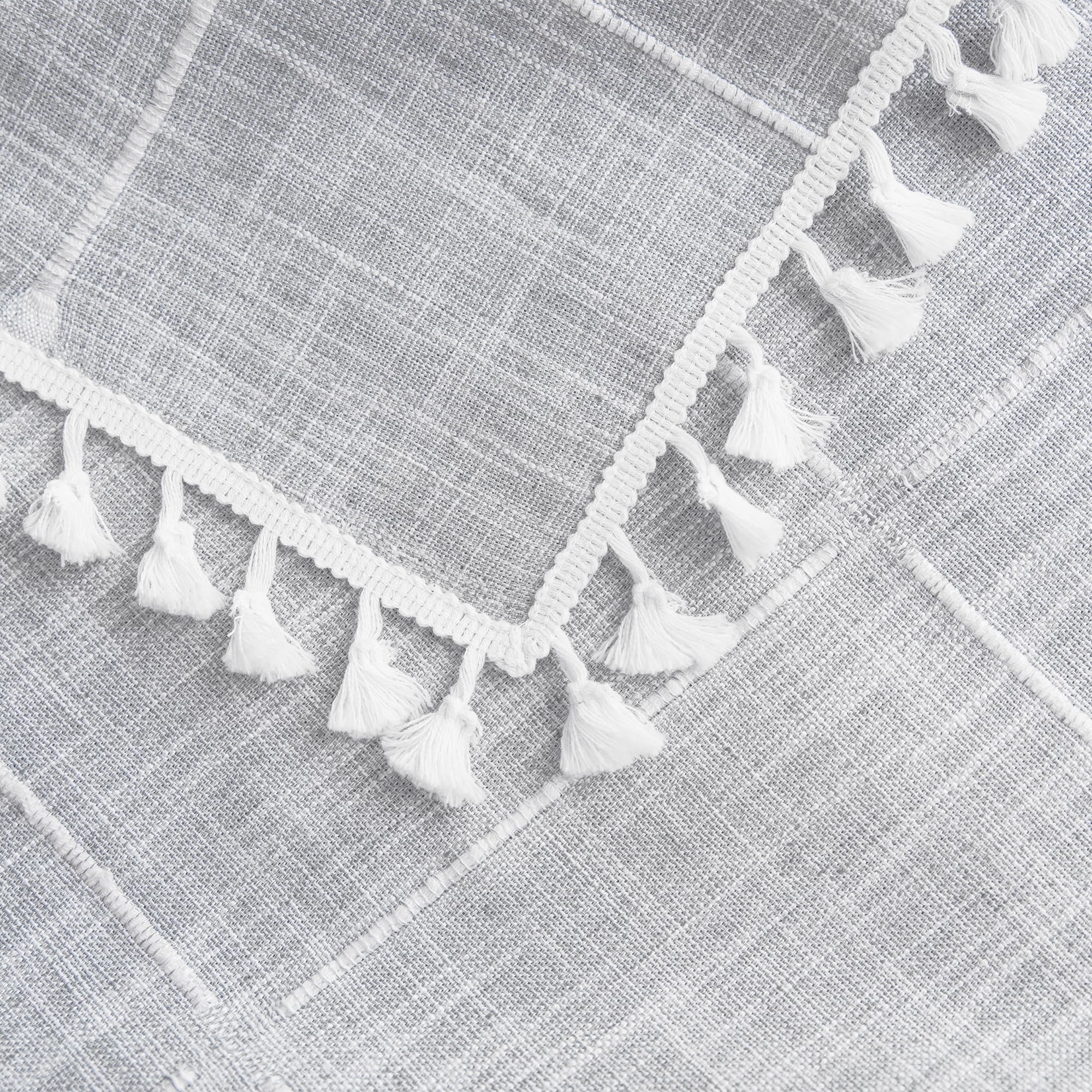 Oubonun Cotton Linen Rectangular Table Cloth, Wrinkle Resistant, Waterproof Tablecloth, Washable Farmhouse Table Cover With Tass