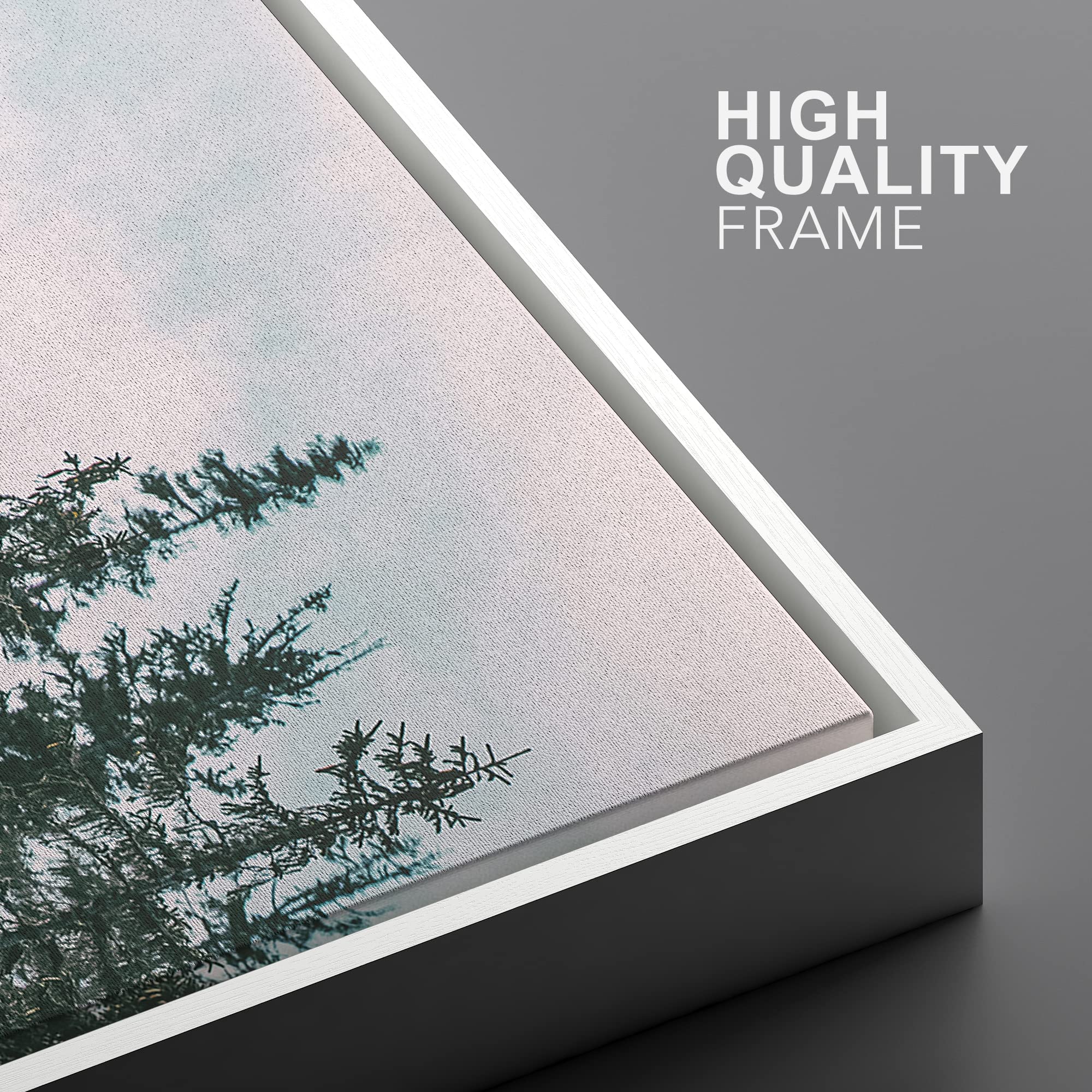 Ashbrook Framed Canvas Print Wall Art Washed Out Vintage Forest Trees And Mountains Nature Wilderness Photography Modern Rustic