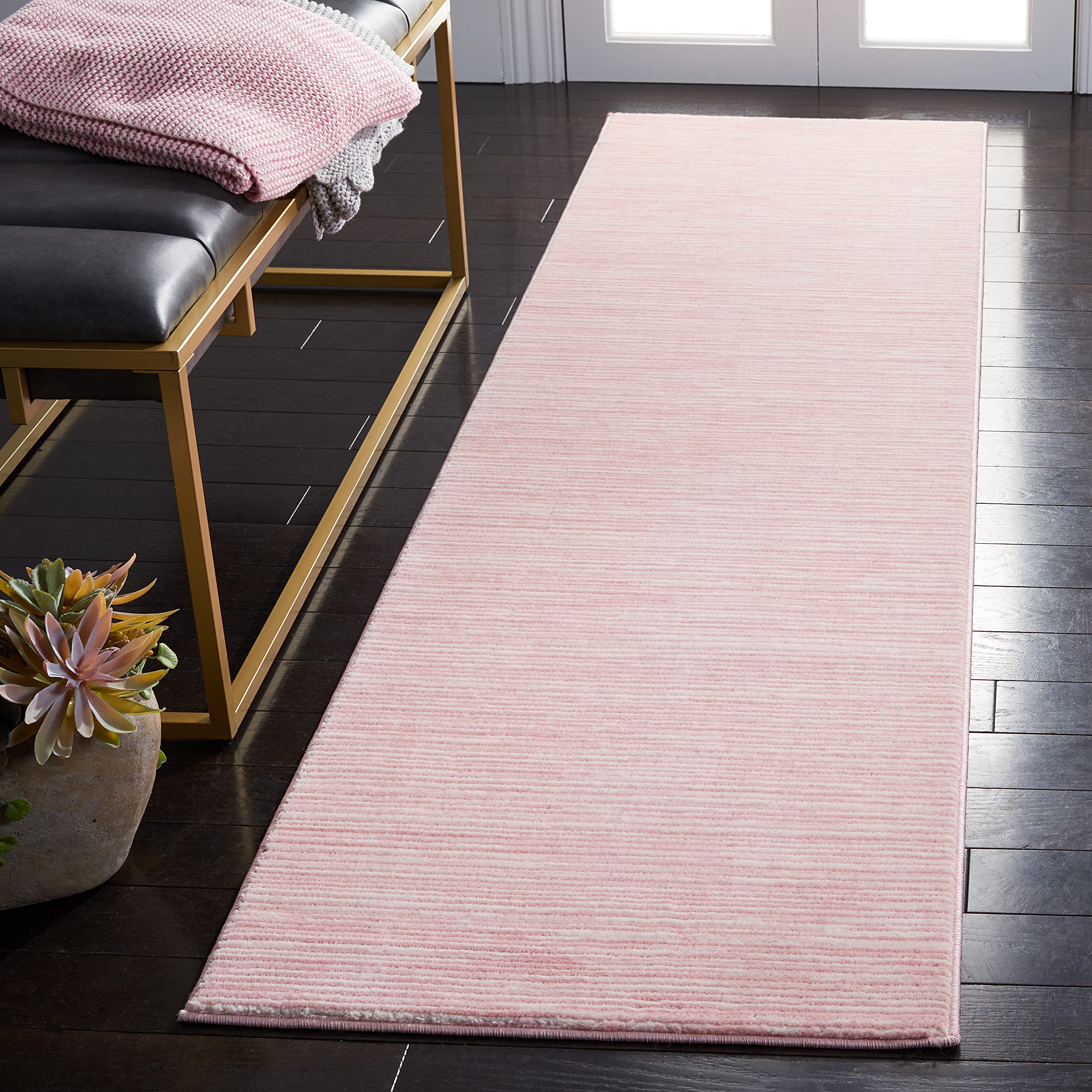 Safavieh Vision Collection Runner Rug - 22 x 12, Pink, Modern Ombre Tonal Chic Design, Non-Shedding & Easy Care, Ideal for Hig