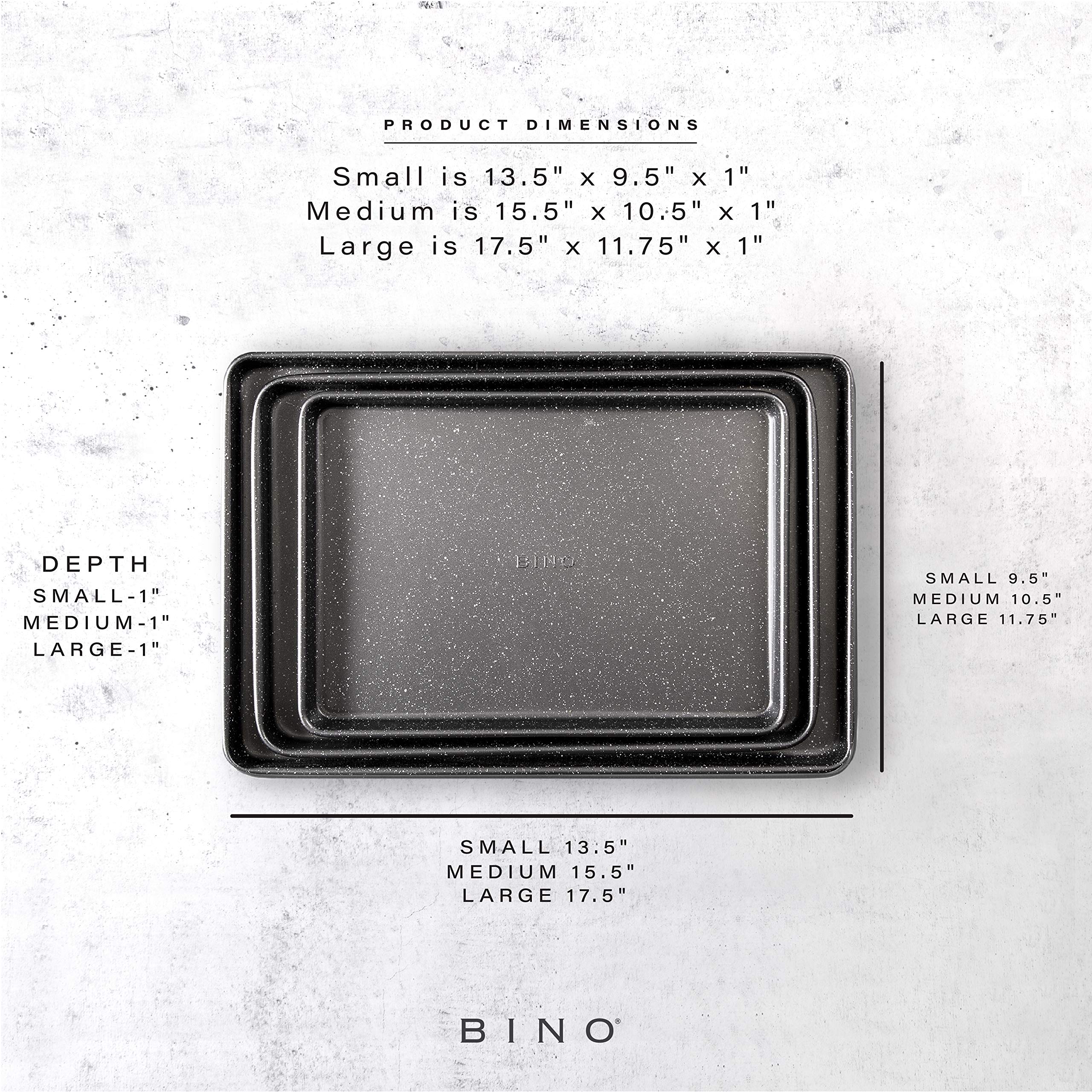 BINO Nonstick Cookie Sheet Set, 3-Piece Carbon Steel Bakeware, Speckled Gunmetal, Oven Safe, Model 28038-SGM