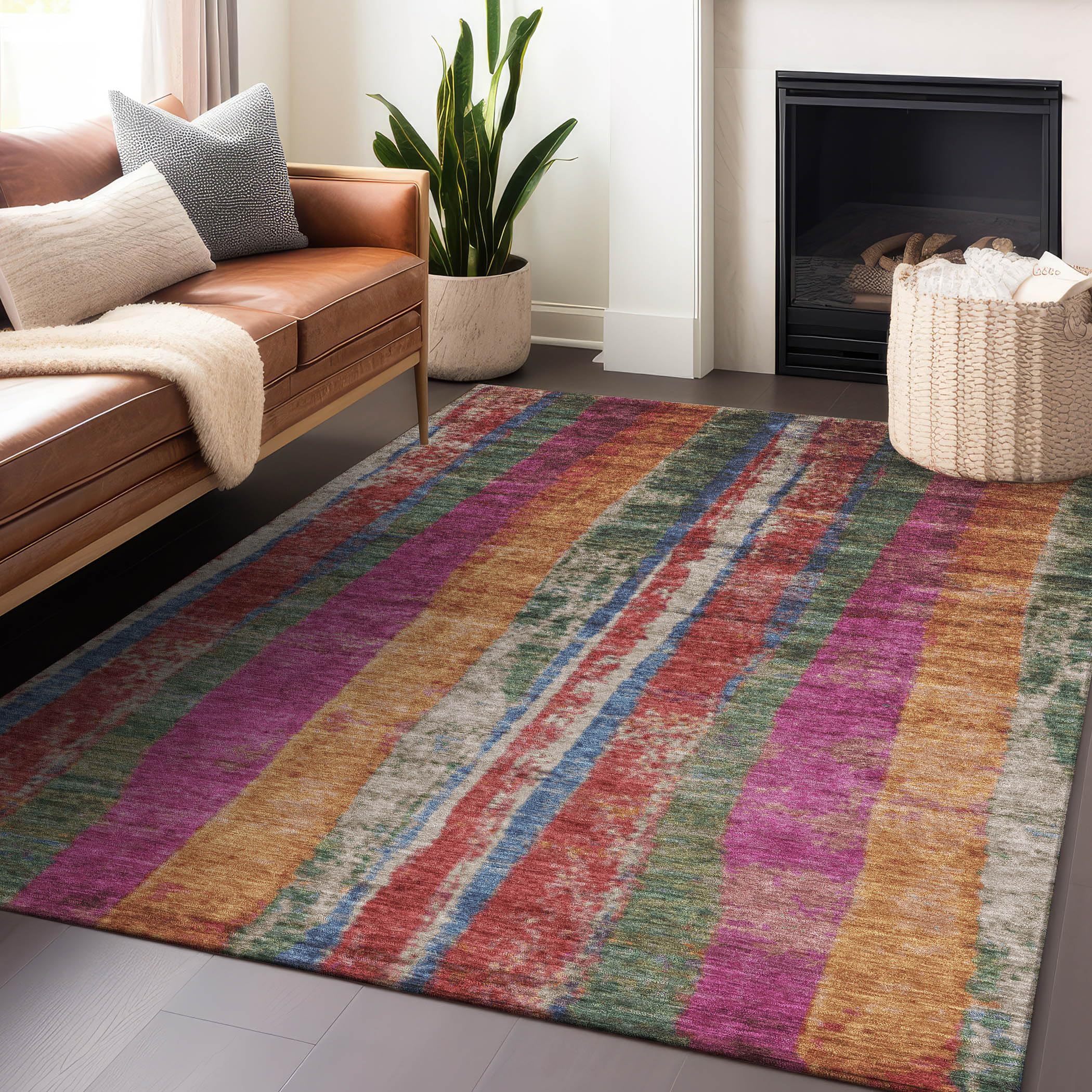 Machine Washable Indoor/Outdoor Chantille Putty 8 x 10 Rug
