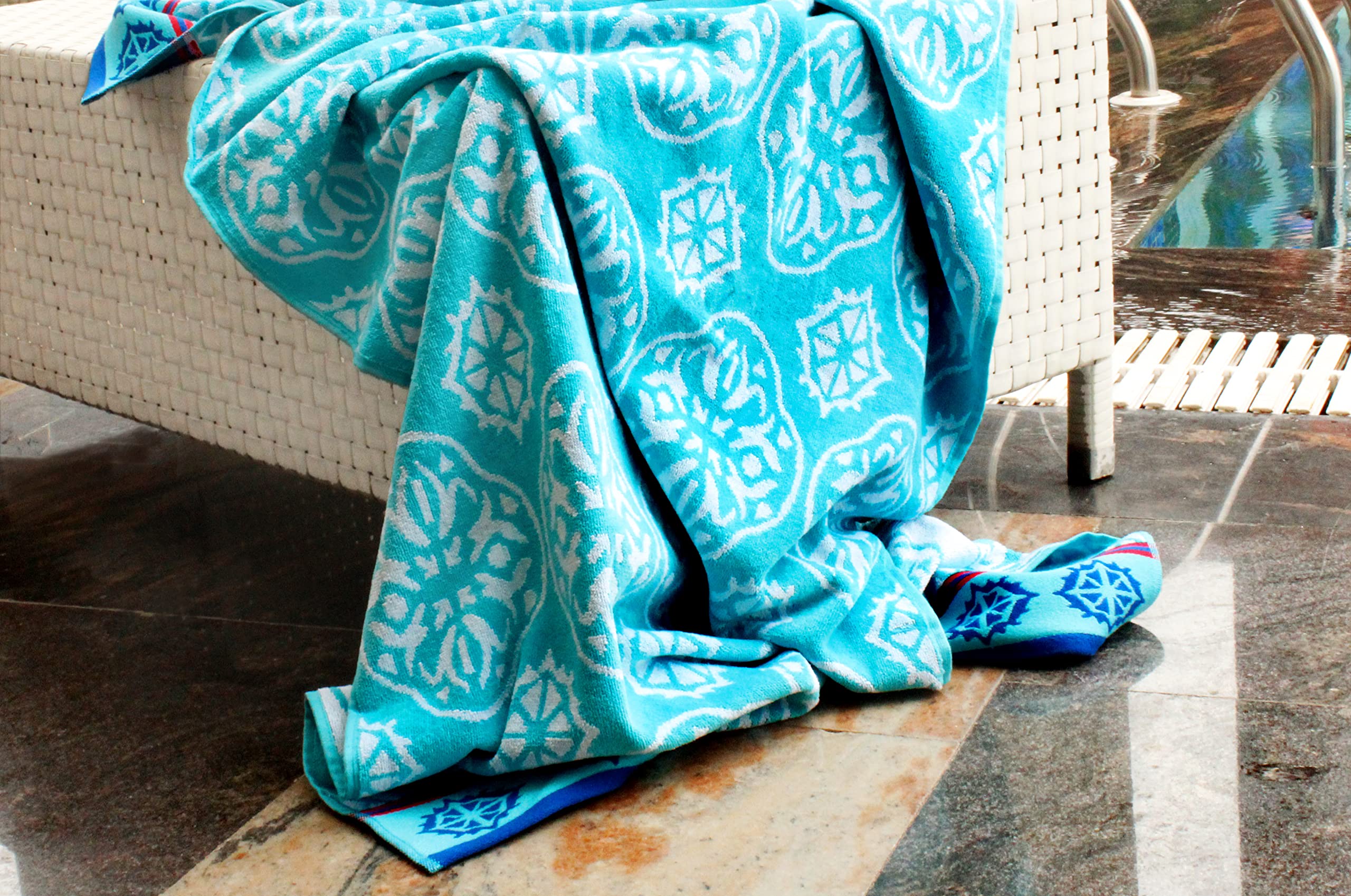 Cotton Craft Oversized Extra Wide Xl Beach Blanket Towel For Two 58 X 68-100% Cotton Velour - Big & Huge - Pool Picnic Bath Jacq
