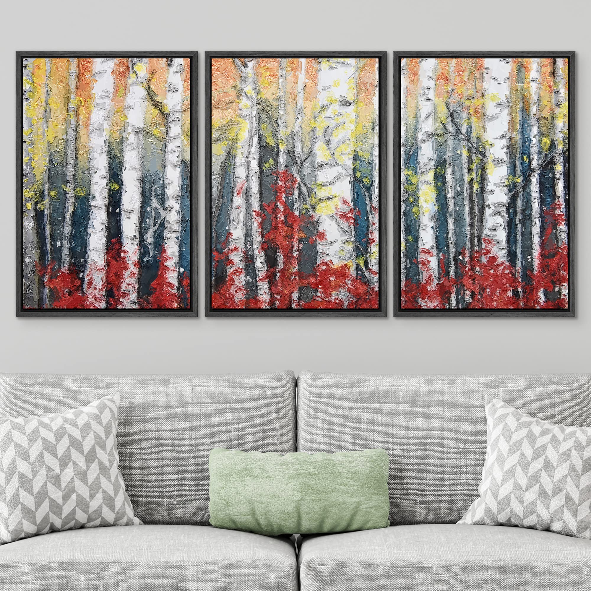 Signwin Framed Canvas Print Wall Art Set Watercolor Pastel Forest Wilderness Plants Illustrations Modern Art Farmhouse/Country L
